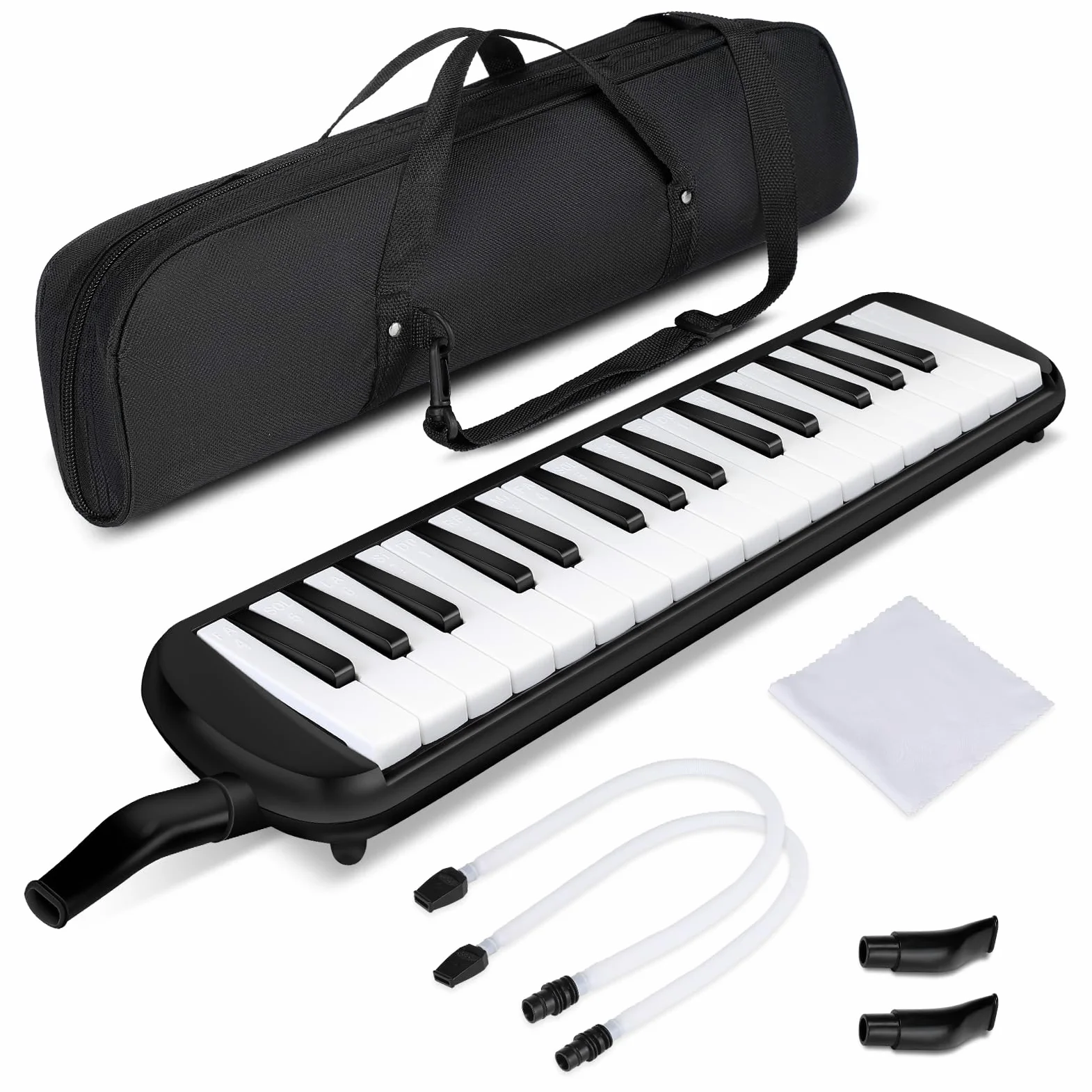 Asmuse Melodica 32 Tasten Klavierstil Tragbare Melodica für Anfänger mit 4 Mundstücke, Reinigungstuch und Tragetasche