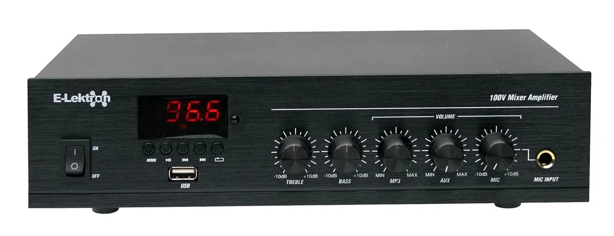 E-Lektron PA-TRON45 ELA Mono Mischverstärker 45W für Beschallung-Anlage | USB | Bluetooth | FM-Radio