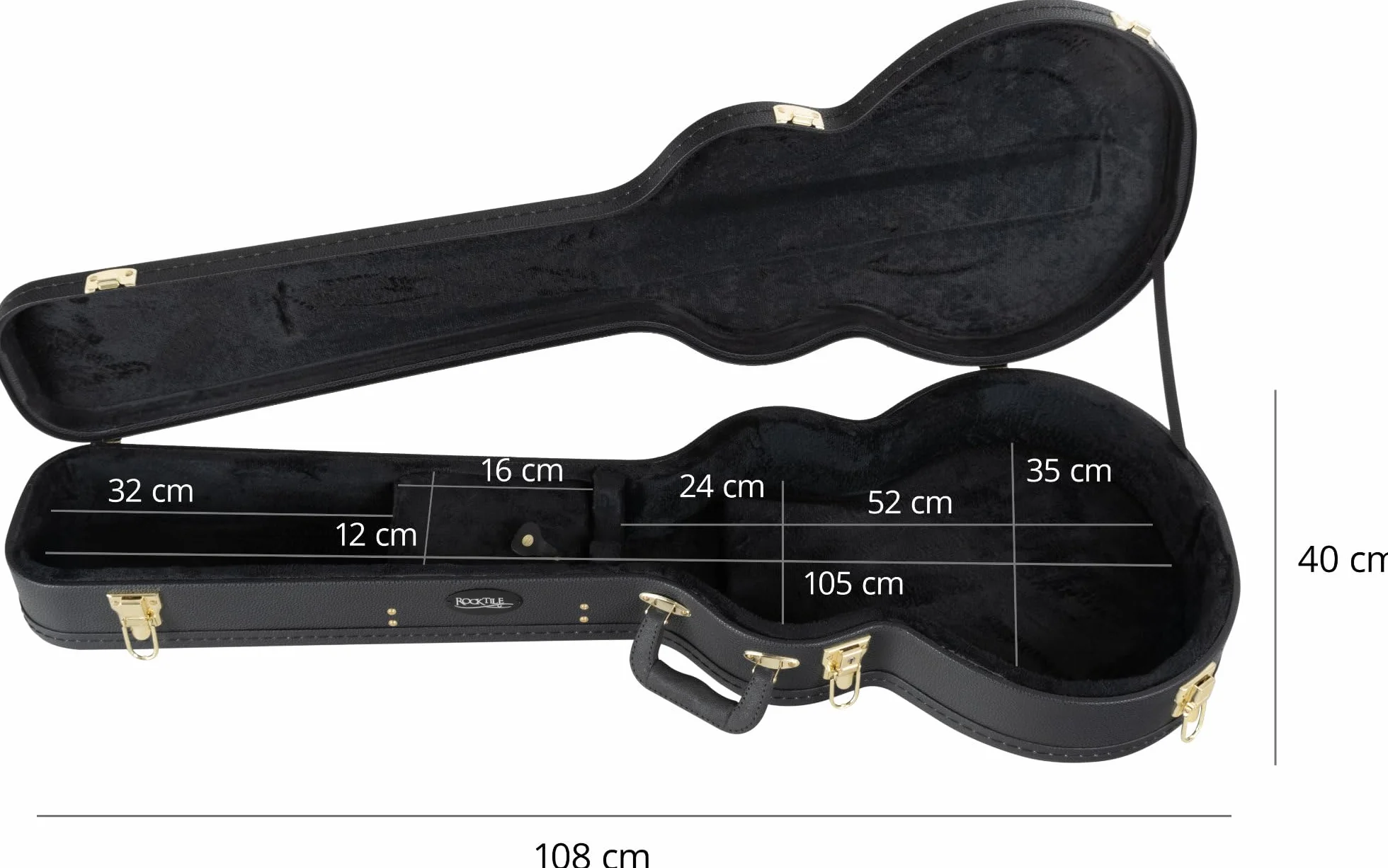 ROCKTILE E-Gitarrenkoffer Single Cut Style - Robuster Hartschalen-Formkoffer im klassischen Look
