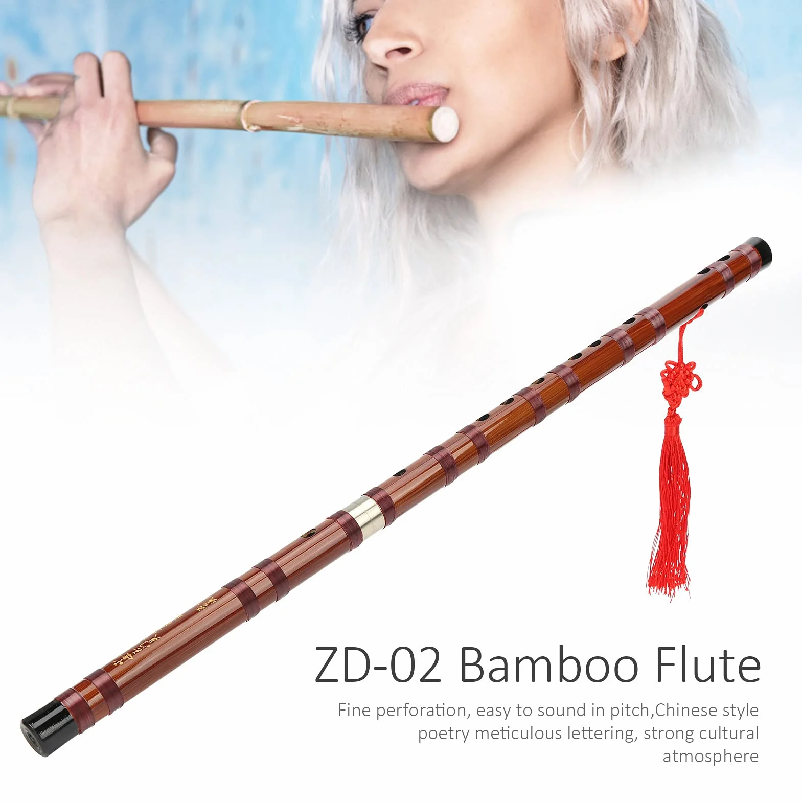Mxzzand Dry Bitter Dizi Traditionelles Flöten Set D Key Bambusflöte ZD 02