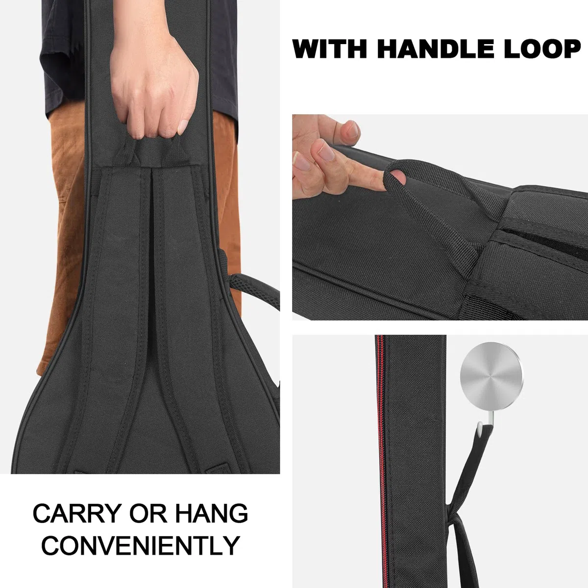 E-Gitarrentasche 39-40 Zoll E-Gitarren-Gigbag, 0,38 Zoll dick gepolstertes Gitarrenetui wasserdicht mit Tasche und verstellbarem Schultergurt Nackenschutz-Kissenpolster, schwarz