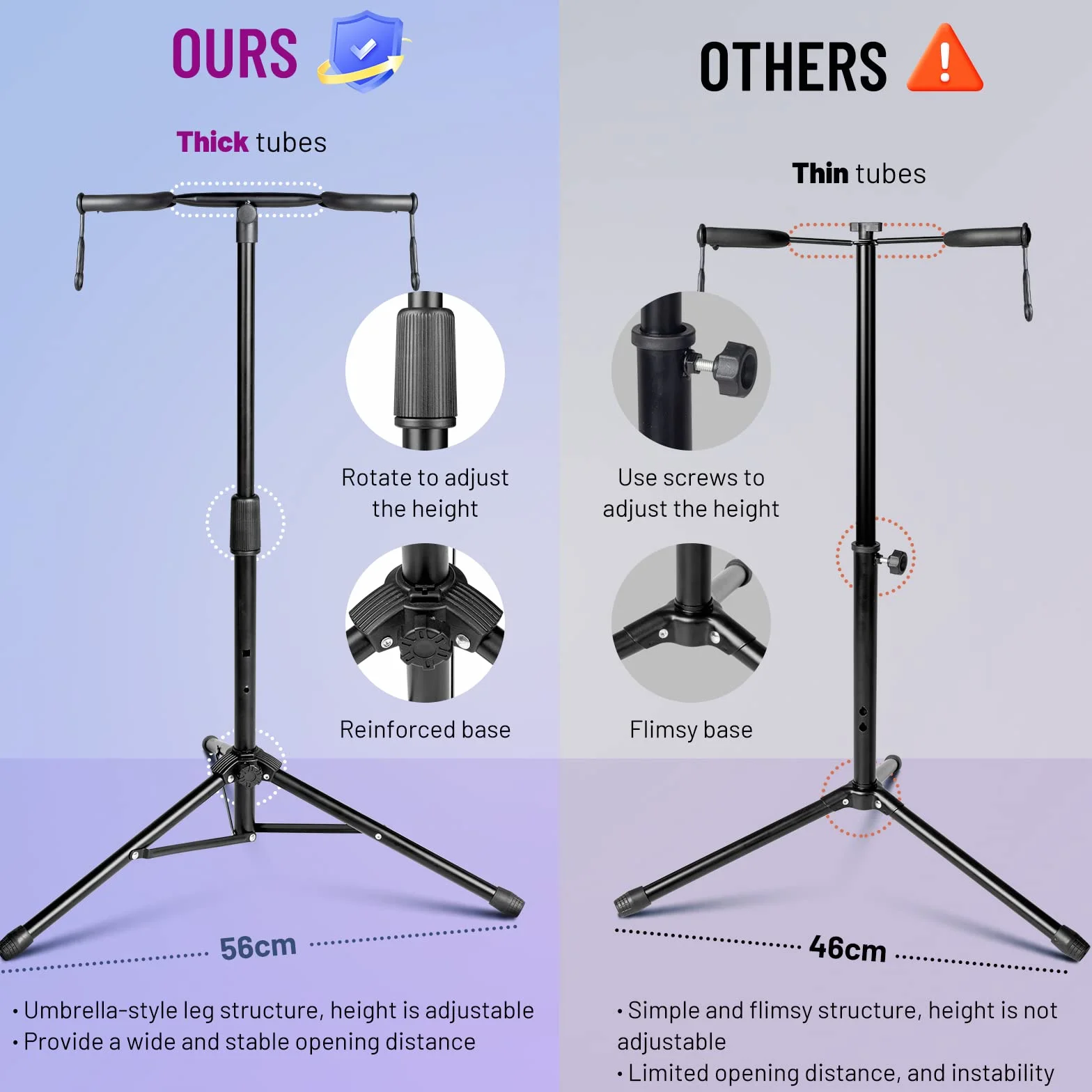 CAHAYA Gitarrenständer Boden für 2 Instrumente mit Halshalterung Verstellbarer klappbarer Universal-Stativ Gitarrenständer für Akustische E-Gitarre Bass Banjos CY0321