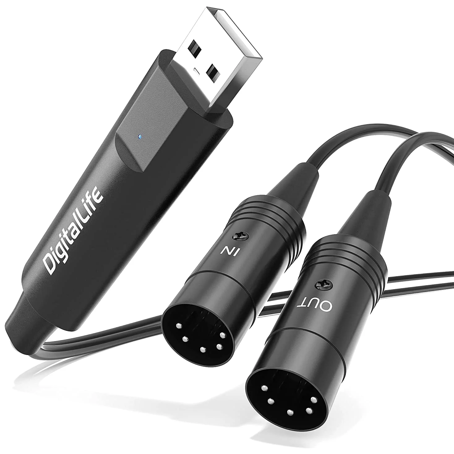 DigitalLife SyncX5 Series | USB-MIDI-Interface 1-In/1-Out 5-Pin DIN für Keyboards und Synthesizer, Stabile MIDI-Übertragung & Geringe Latenz, Kompatibel mit PC und Mac, für Musiker & Produzenten