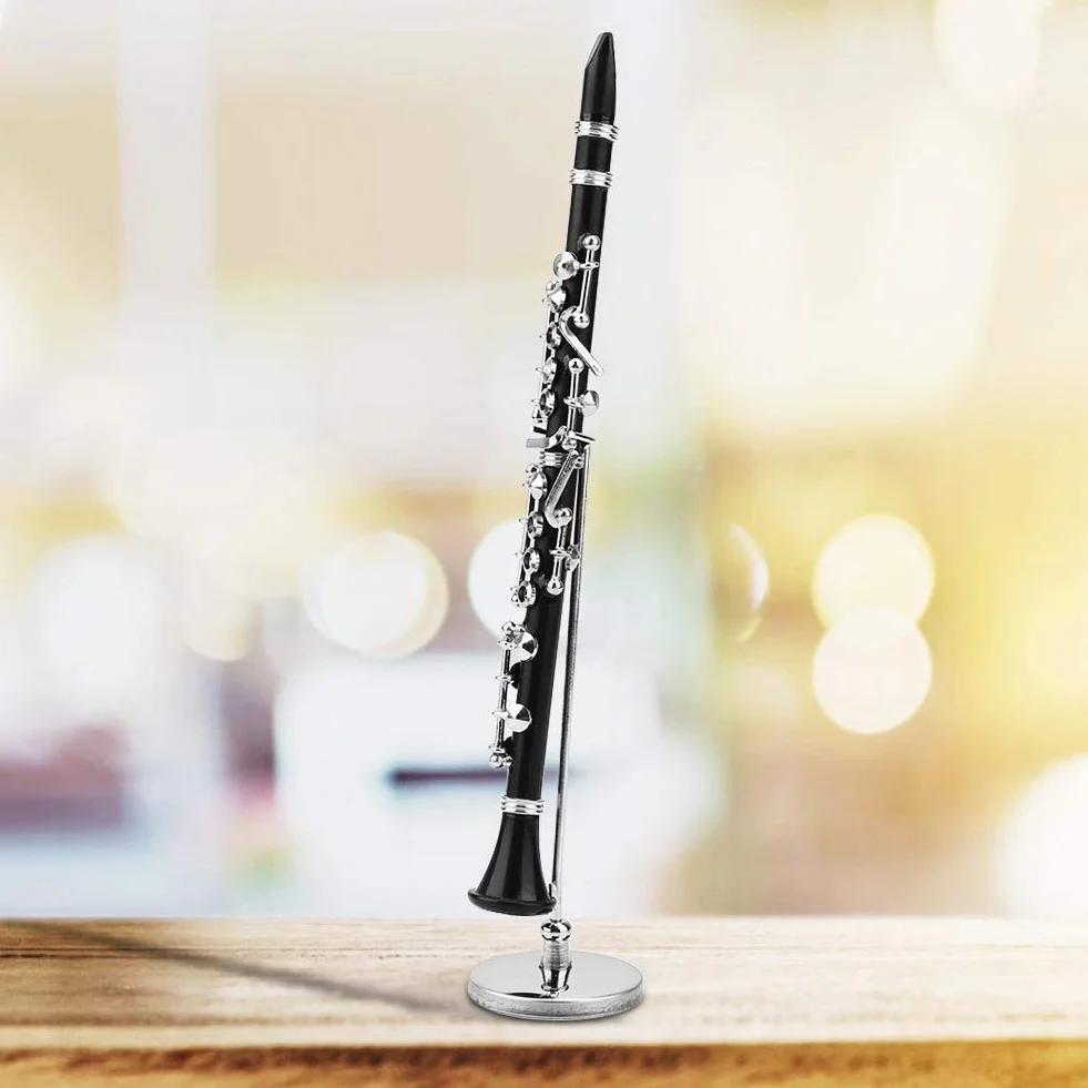 16 Cm Großes Mini-C-ET-Modell, Klarinette, Musikinstrument, Ornamente, Bass-Blasinstrumente, Dekoration, Display, Klarinette, Miniatur-Fälschung, mit Ständer und Etui,