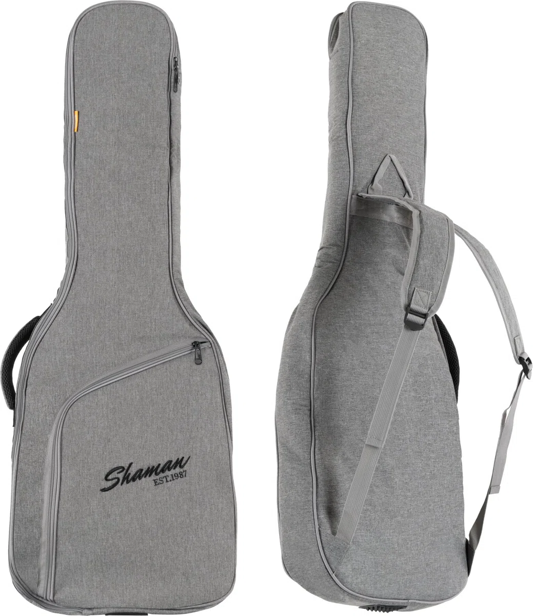 Shaman EGB-102 GY Premium-Line E-Gitarrentasche - Wasserabweisendes und reißfestes Außenmaterial - Gepolsterte, verstellbare Rucksack-Gurte und Aufsatztasche - Gigbag mit verstärktem Tragegriff