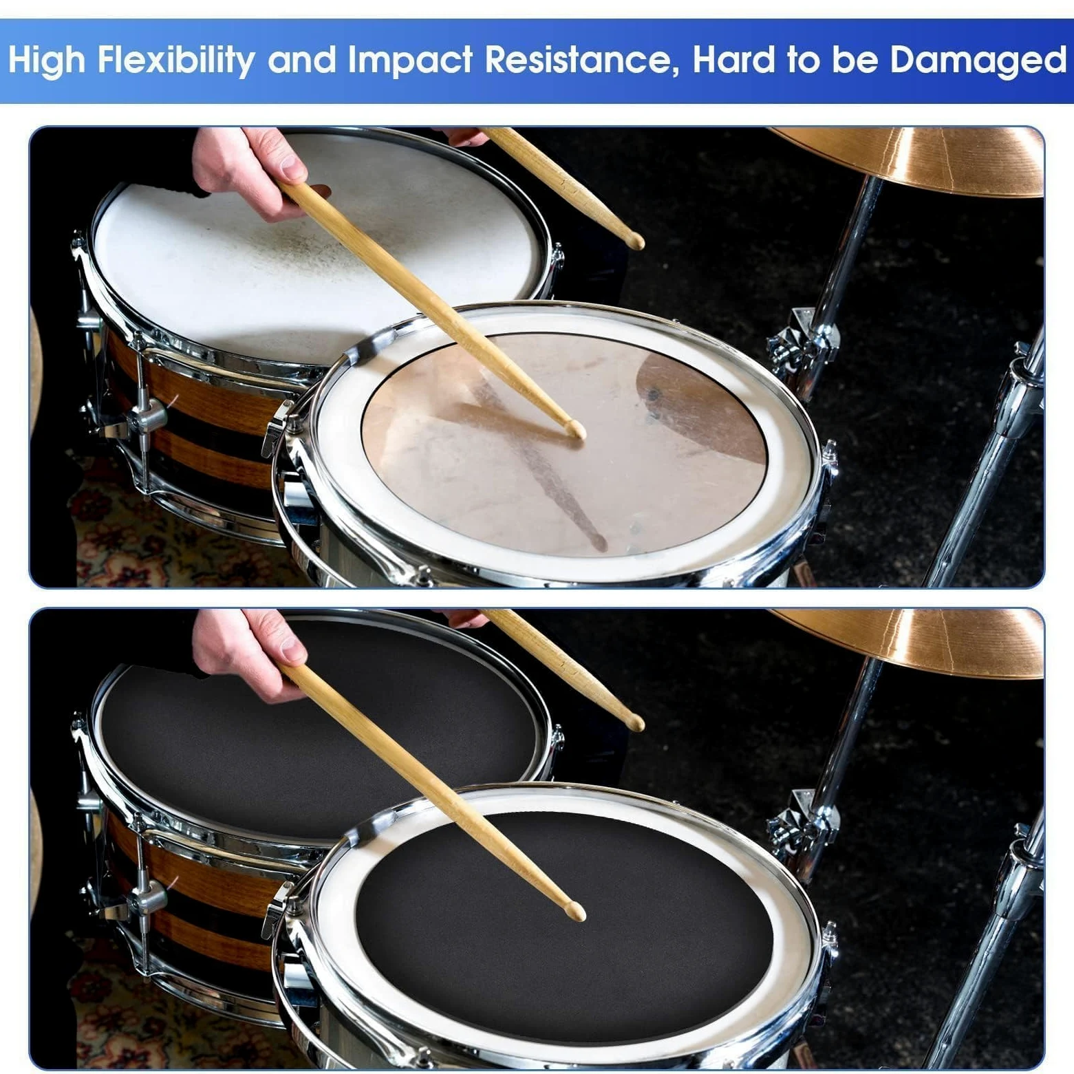 Ejoyous Drum Pad Drum-Schalldämpfer, Schlagzeug Dämpferset 10-TLG Drum Pad Drumming Übungspad aus Gummischaum für Bass Snaredrum