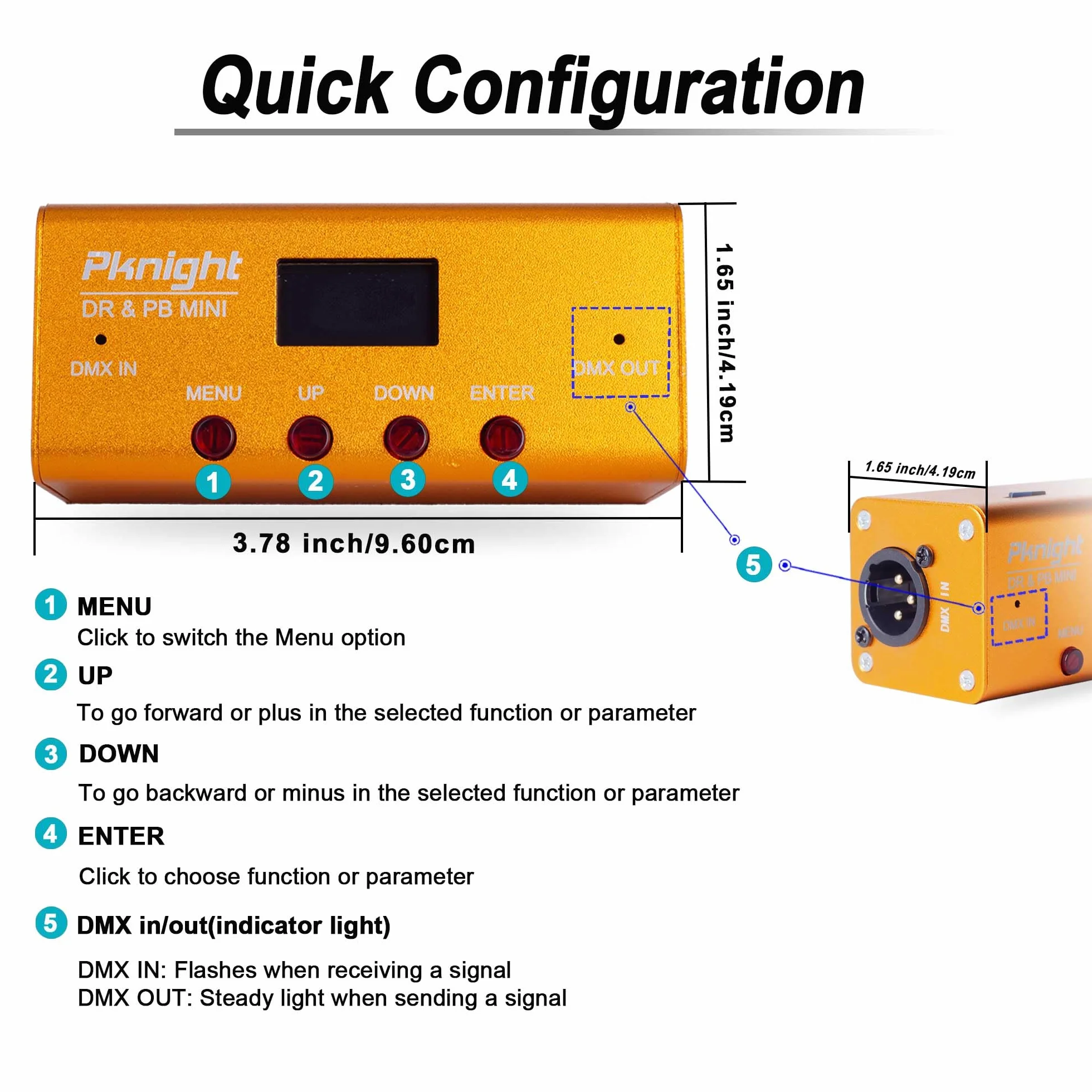 Pknight DMX-Recorder und Wiedergabe-Controller 1 Universum DR & PB MINI