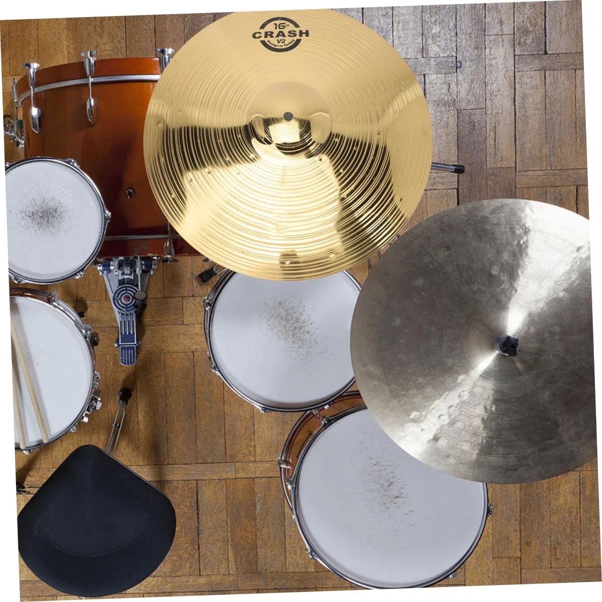 Vaguelly 16 Zoll Crash Cymbals, Messing Schlagzeug Becken für Anfänger Schüler, 40 cm