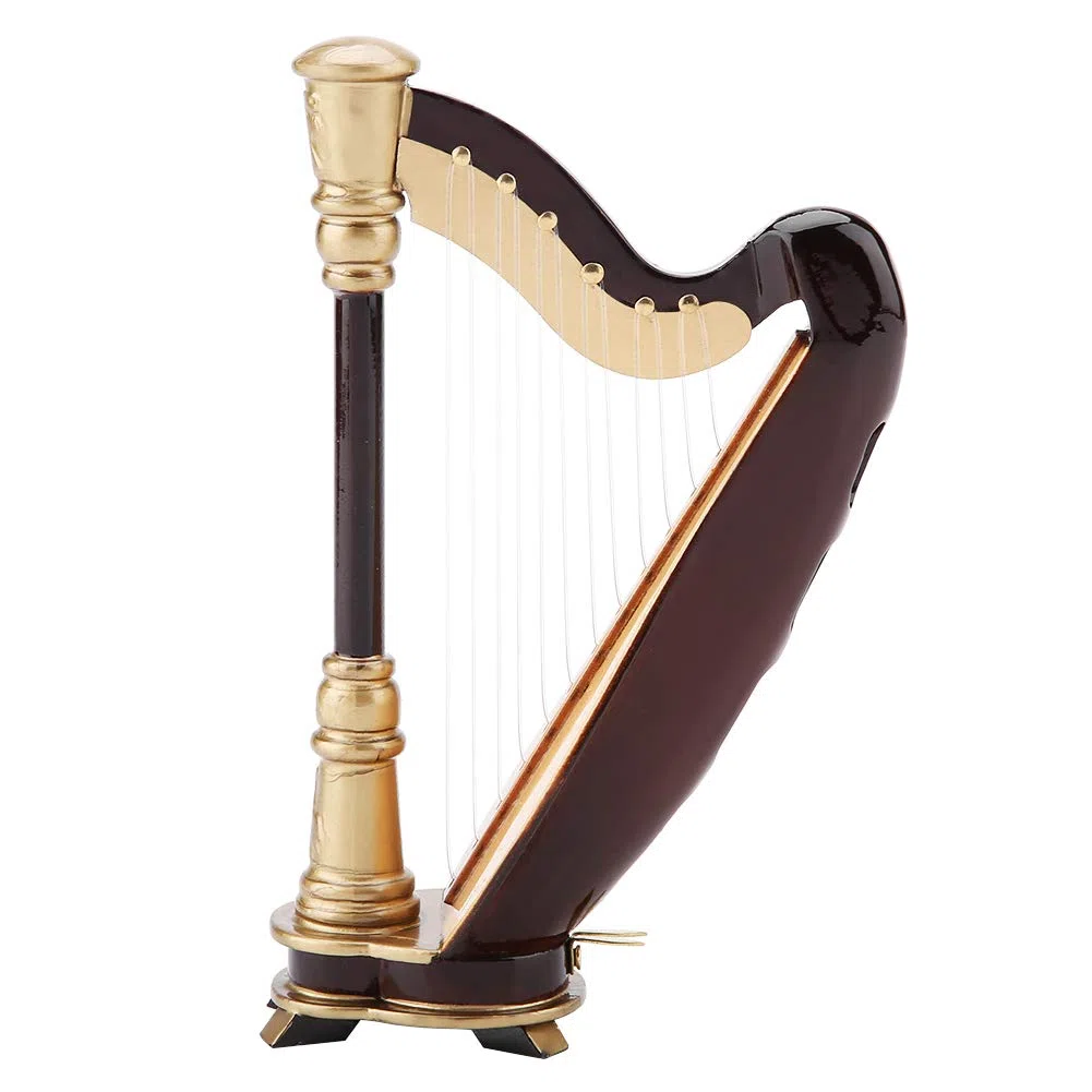 Mini Harfe, Hölzerne Miniatur Harfe Replik Harp Instrumente Musikinstrumente Modell mit Geschenken Case Instrument Model Musikgeschenke Ornamente