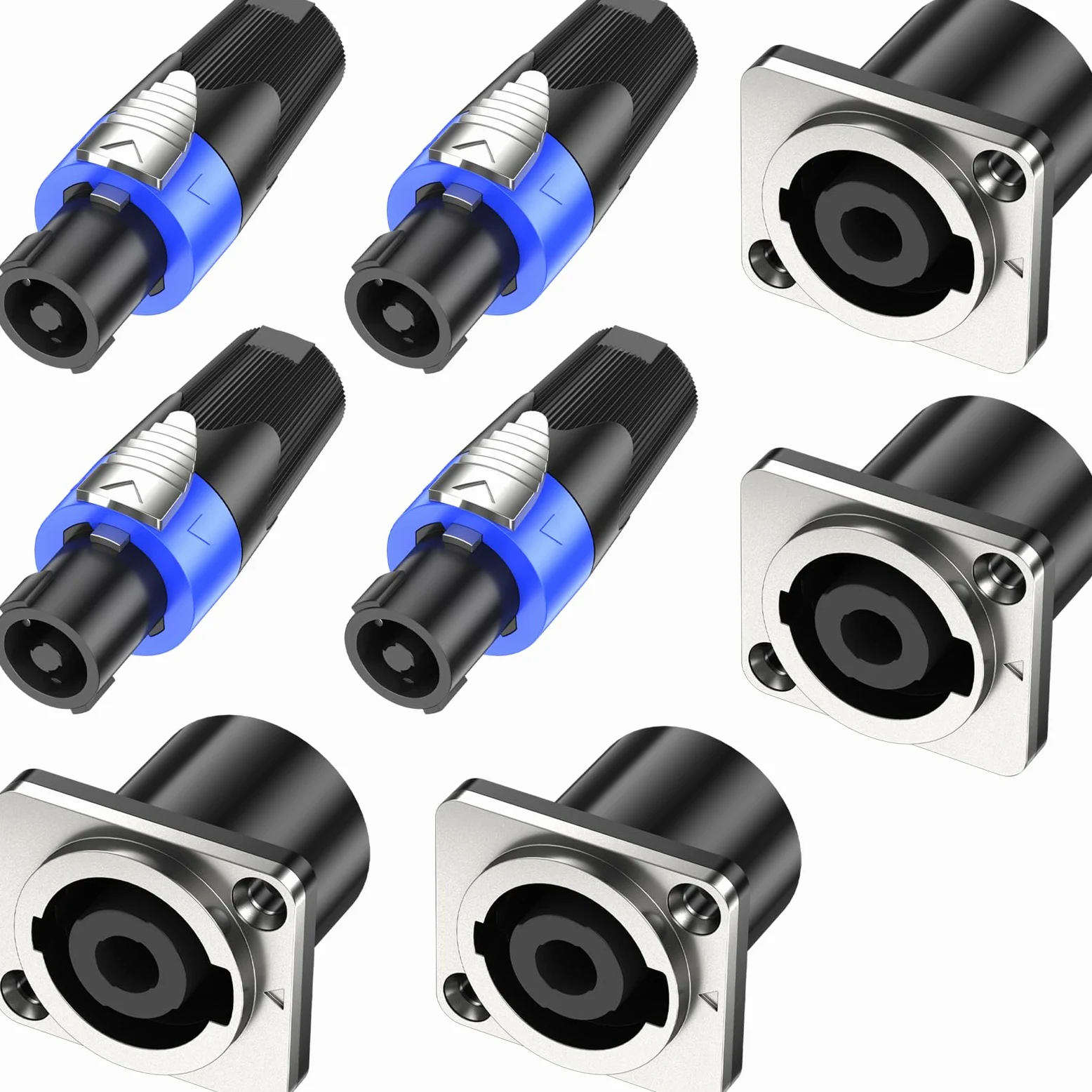 4Sets Speakon Adapter Speakon Stecker und Buchse Metall Panel Twist Lock Kompatibel mit Neutrik Speakon NL4MP, NL4MPR, NL4FC, NL4FX, NLT4X, NL4 Serie, NL2FC