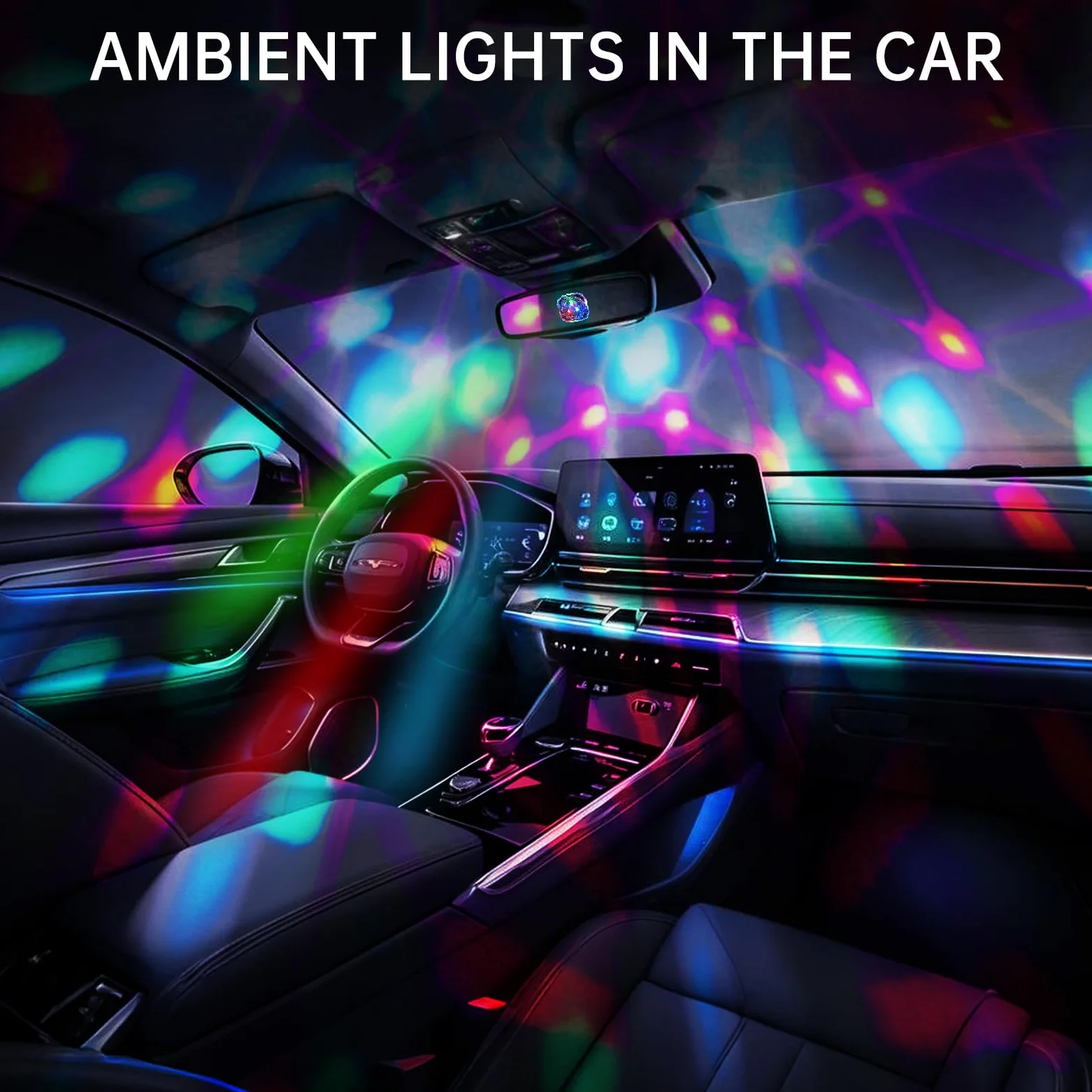Disco Ball Licht, Tragbare Mini Tragbare LED Lampe Nacht Stroboskop Uhr Armband USB Aufladen Sprachgesteuert mit Saugnapf für Party Auto Tanzen DJ Club(Rosa/Gelb/Blau/Weiß)