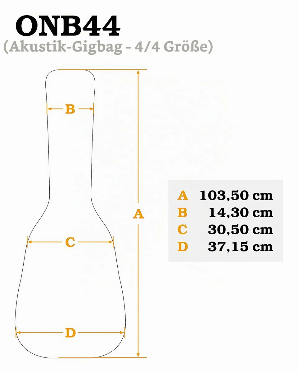 Ortega Guitars Pro Series Bag - 4/4 Klassische Gitarren Tasche - Höhe 103,5 cm - Breite 37,15 cm - Breiter Halsgurt - Schultergurte - Nylon, Schwarz (ONB44)