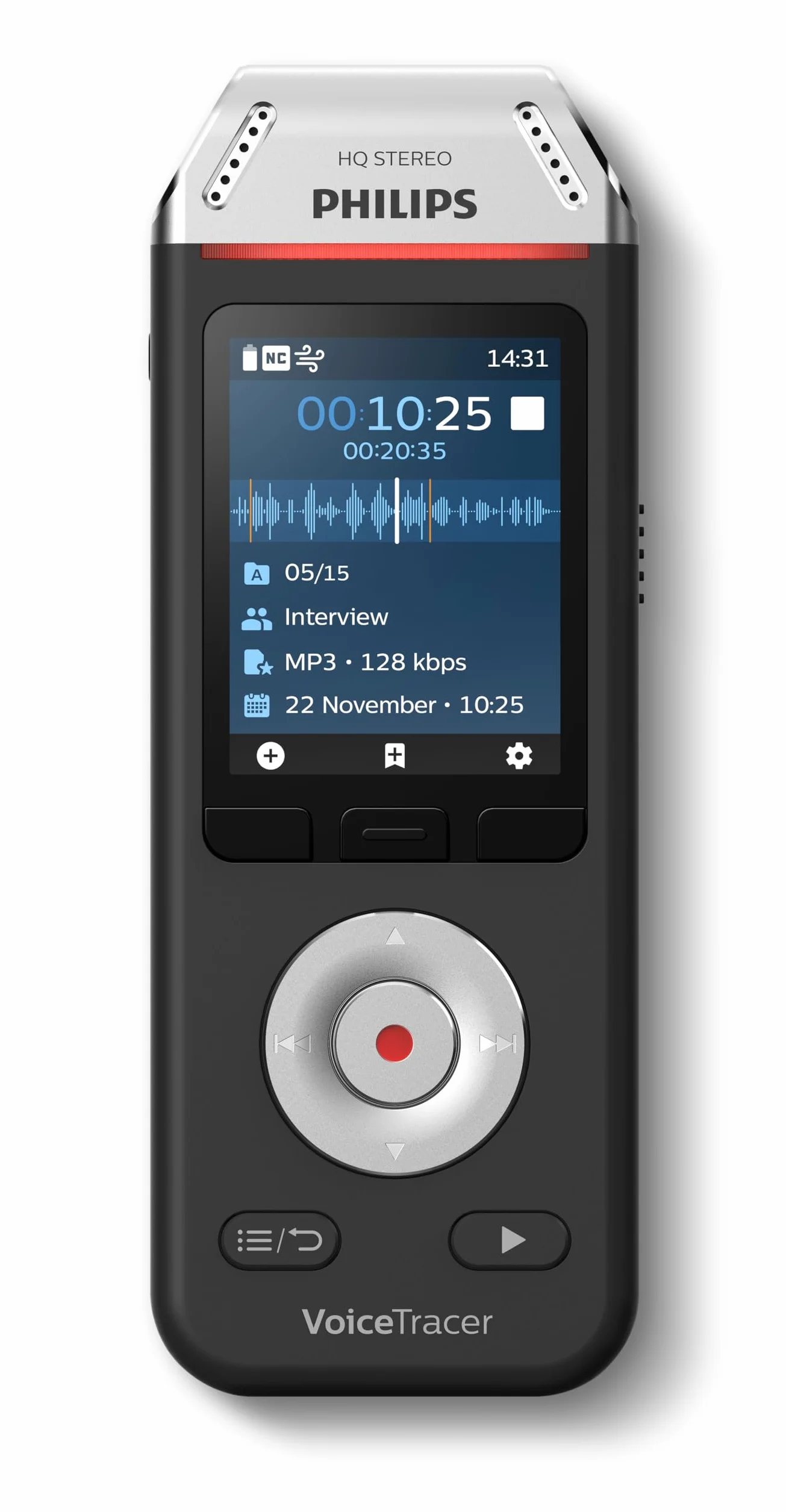 Philips VoiceTracer DVT2110 digitales Diktiergerät Audiorecorder Aufnahmegerät für Notizen 2 High-Fidelity, Mikrofone, 8GB
