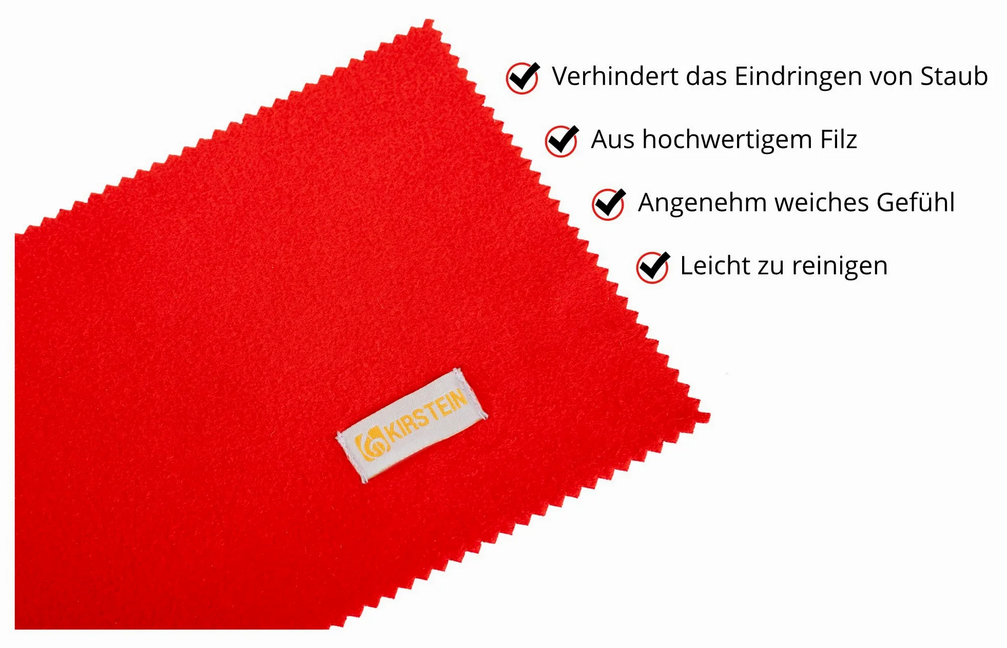 Tastenläufer Modell “Kirstein” - Staubschutz aus hochwertigem Filz - Klavierläufer für Klavier, Flügel und Digitalpiano - Rot