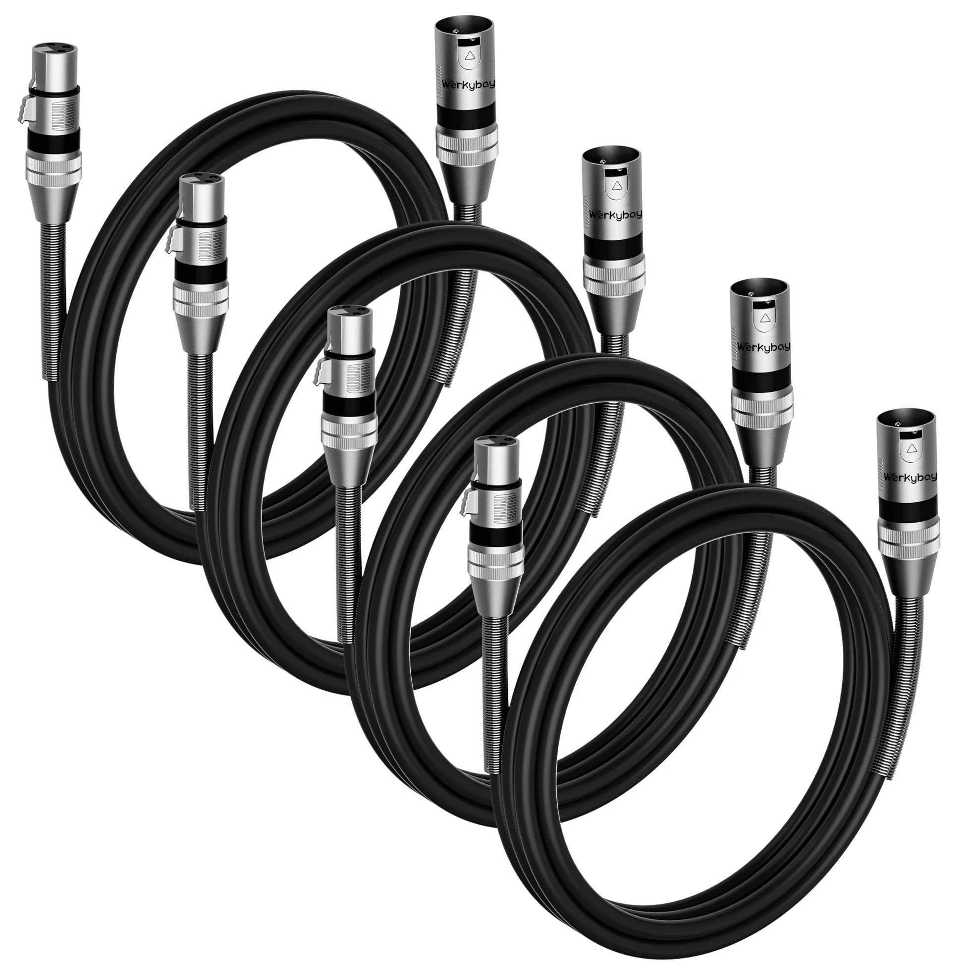 3-polig XLR Kabel 1.5m (4 Stück)，Stecker auf Buchse XLR Adapter, SR-Struktur Symmetrisch Mikrofonkabel für Mikrofon, Podcast, Bühne,Studio, Lautsprecher, Mixer, Verstärker usw.