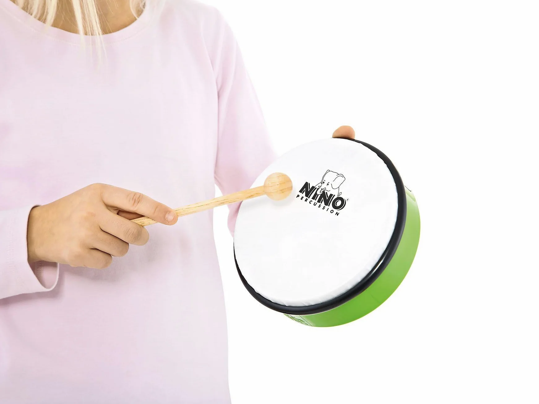 Nino Percussion Hand Drum Instrument - Große Handtrommel für Kinder ab 5 Jahren - Durchmesser 10 Zoll (ca. 25 cm) - Kunststoff, Grün (NINO5GG)