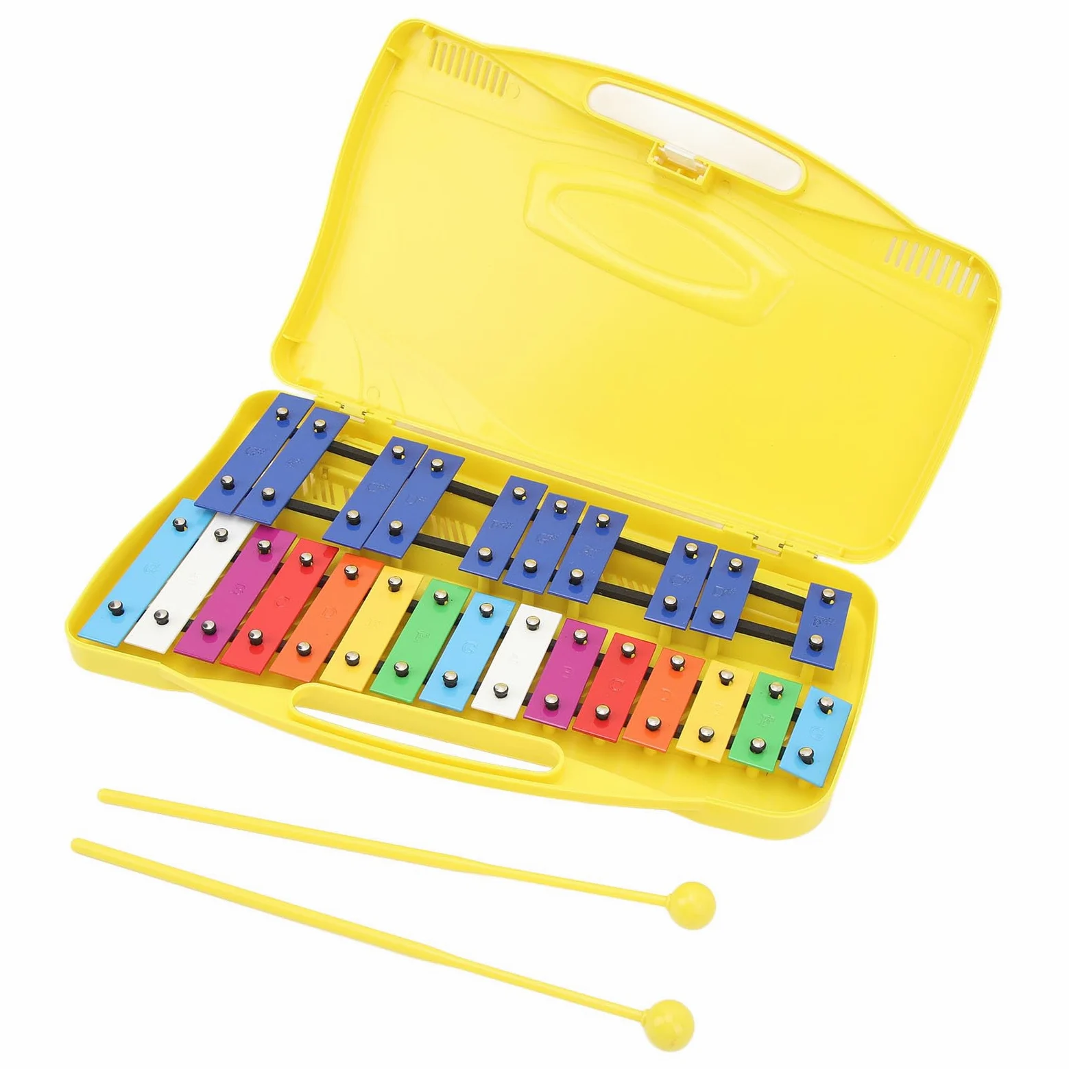 25 Noten Xylophon Professionelles Schlaginstrument aus Aluminiumplatte mit 2 Bunten Schlagtasten Glockenspiel Percussion Rhythmus Musikinstrument