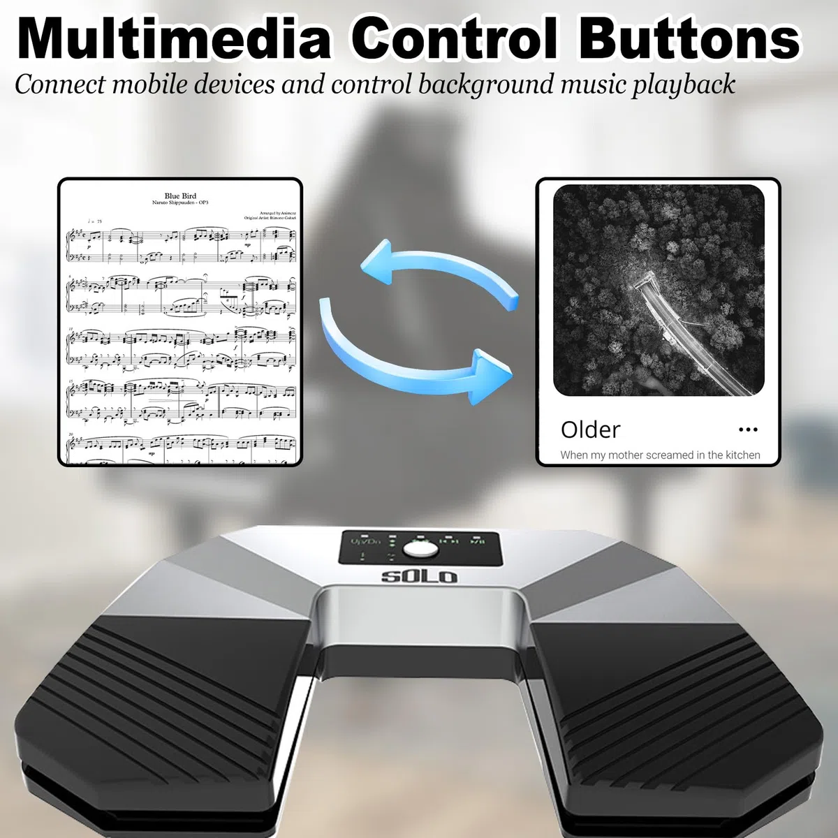 Bluetooth Page Turner Pedal,Bluetooth Fußschalter,Drahtloser Page Turner,Geräuschloses Fußpedal zum Seitenumblättern für PC,Musik Lese Controller für Noten & Präsentationen