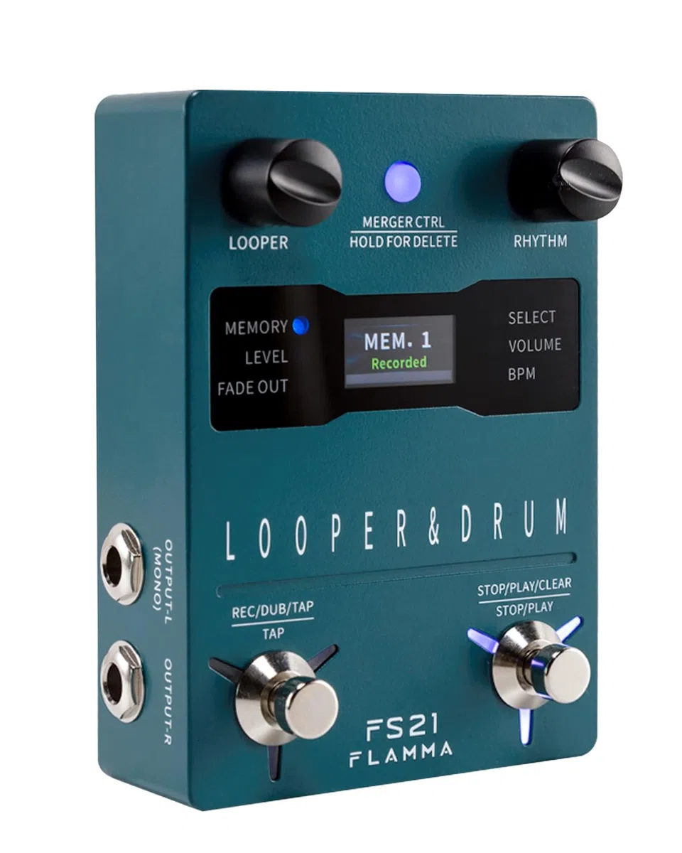 FLAMMA FS21 Stereo Gitarren-Looper-Pedal & Drum-Machine 2-in-1 mit 160 Minuten Loop-Aufnahmekapazität 100 Schlagzeug-Grooves 10 Metronom-Unterstützung Software-Bearbeitung