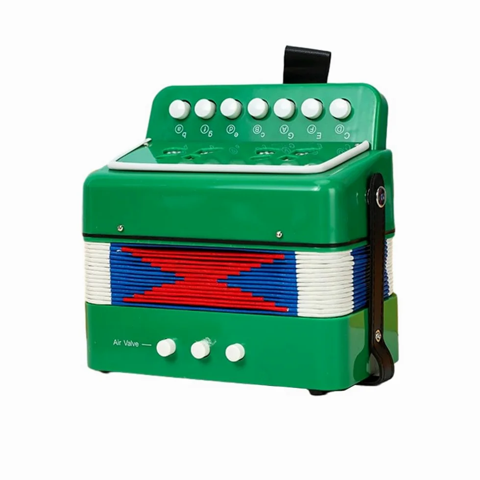 Btuty Akkordeon 7 Tasten 2 Bass Musikinstrument ABS Material für Anfänger Knopfakkordeon Leichte Hand-Augen-Koordination Leistung auf der Bühne (roheline)