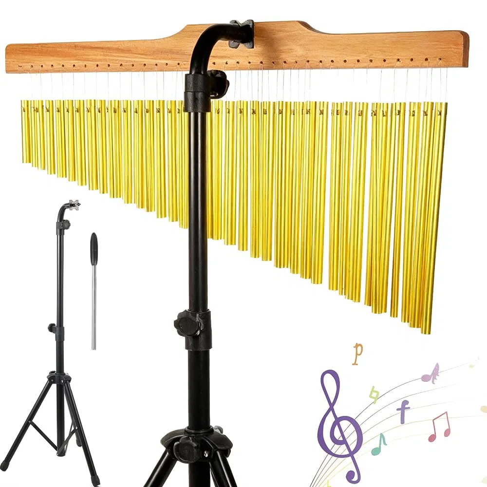 Percussion Chimes,Glockenspiel Klangspiele,36 Klangstäbe für Windspiel, mit faltbarem & einstellbarem Ständer,montierbare Stabgl,Ideal für Percussion Instrument Einsteiger und Musikschulen & Kirche