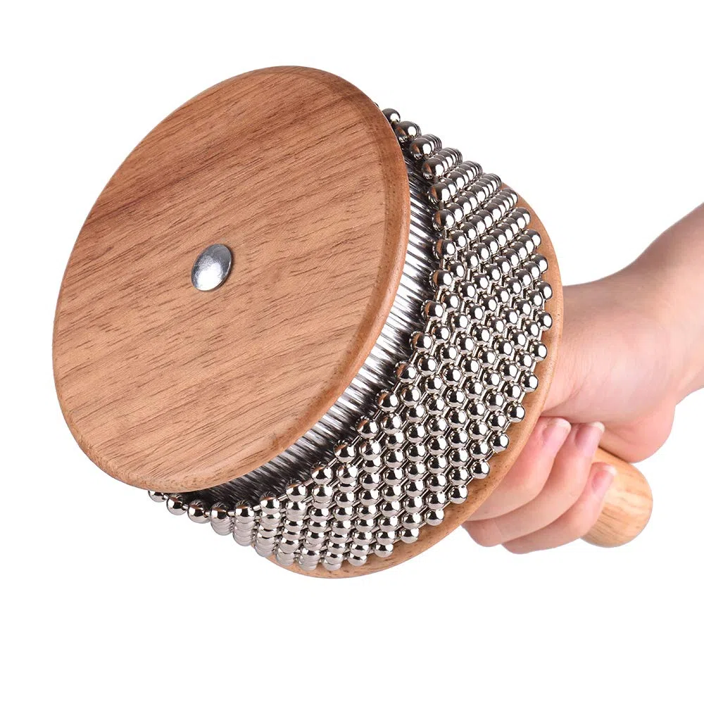 1 Stück Holz Cabasa Metall Perlen Kette & Zylinder Pop Hand Shaker Percussion Instrument Für Klassenroom Band Mittelgröße, 9 cm