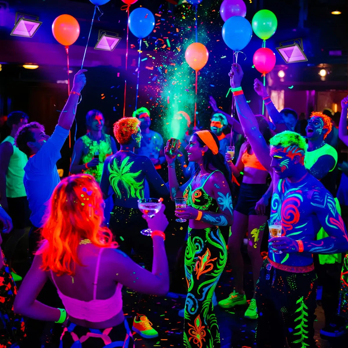 Glostars 60W UV Schwarzlicht Strahler, 385–400 nm. Professionell, wasserdicht IP66, sicher. Innen/Außen-Flutlicht für Partys, Bars, Diskos, Schwarzlicht-Events.（60W 2 pack）
