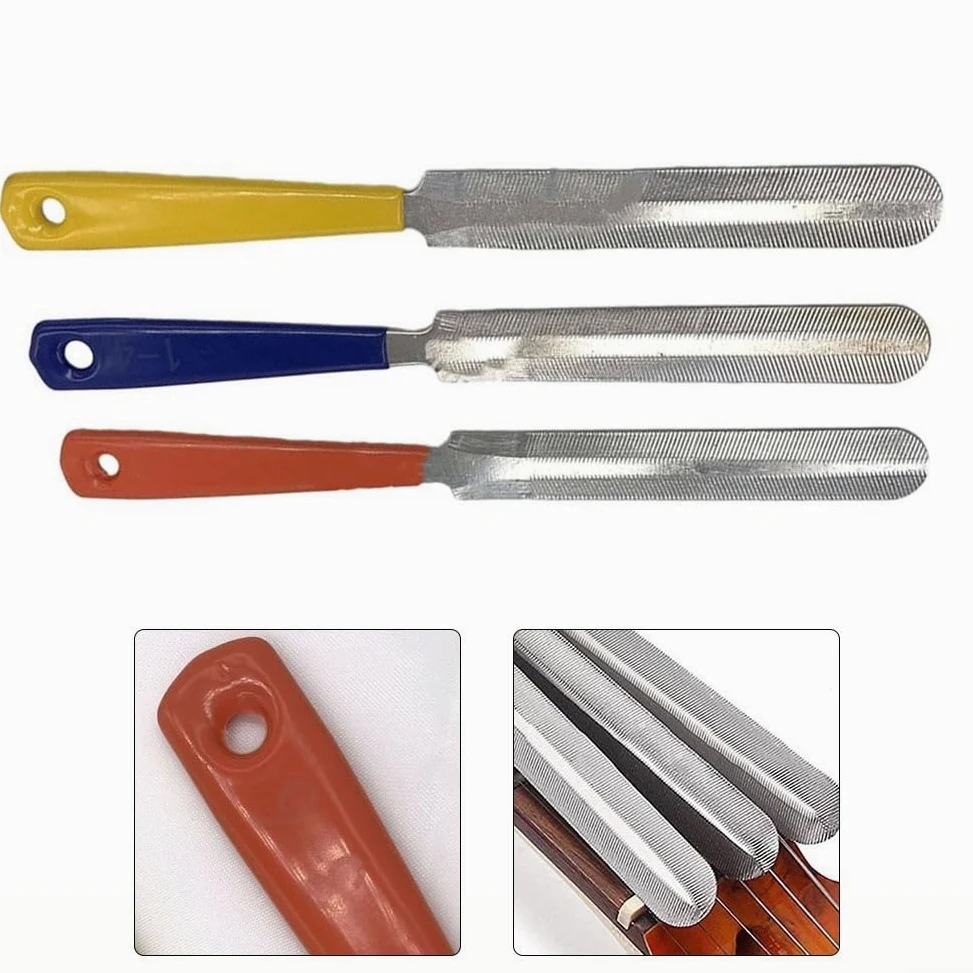 3-teiliges Gitarrensattelfeilen-Set, Edelstahl-Gitarrenfeile, Gitarrensattelfeilen, Bund-Set, Nagelabzieher, Reparaturwerkzeug für Gitarre, Bass