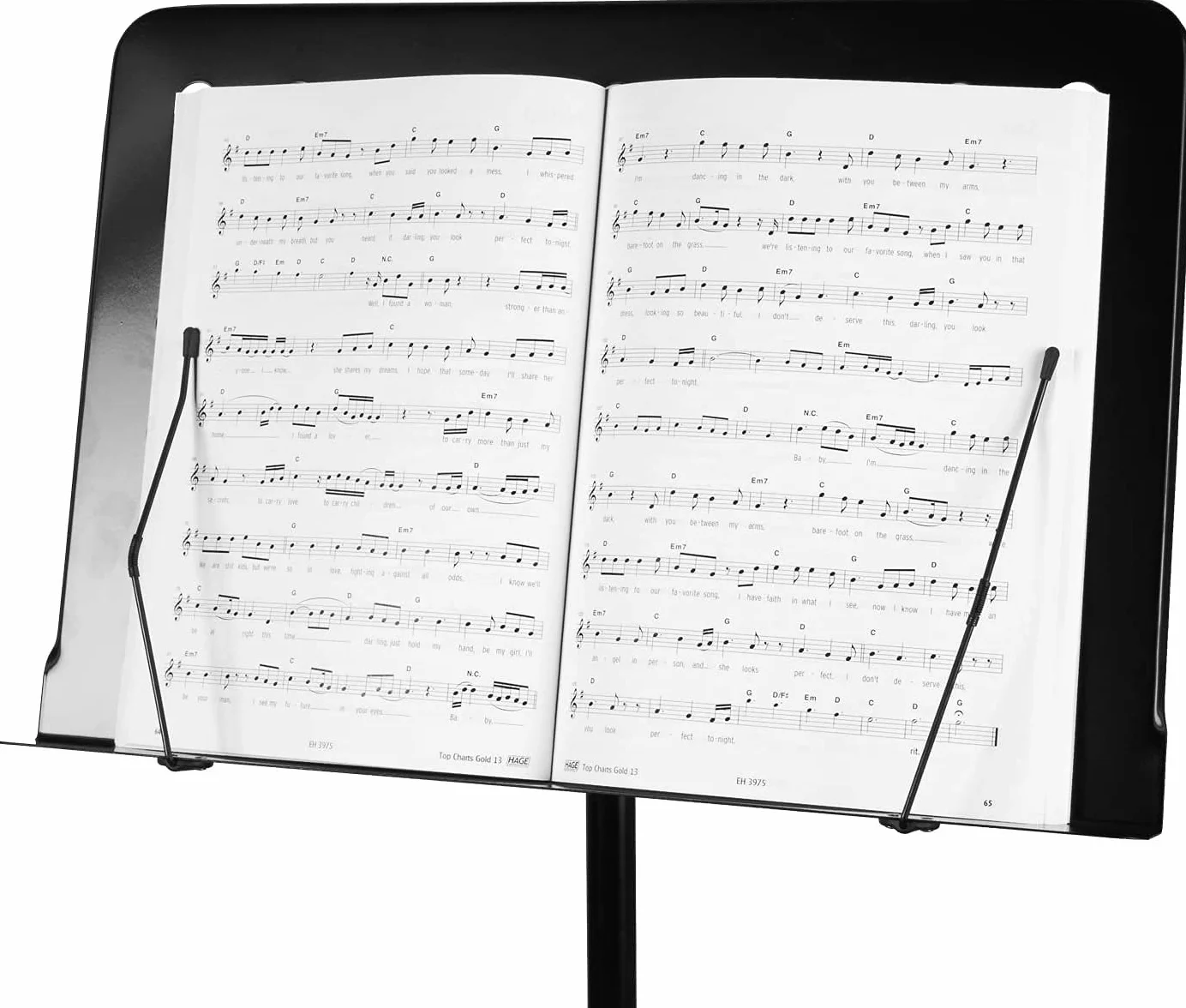 CASCHA Orchester-Pult aus Metall - stabiler Notenständer mit einstellbarem Neigungswinkel & abnehmbaren Noten-Klemmen - praktisch zusammenklappbar & einfach höhenverstellbar - Notenhalter schwarz