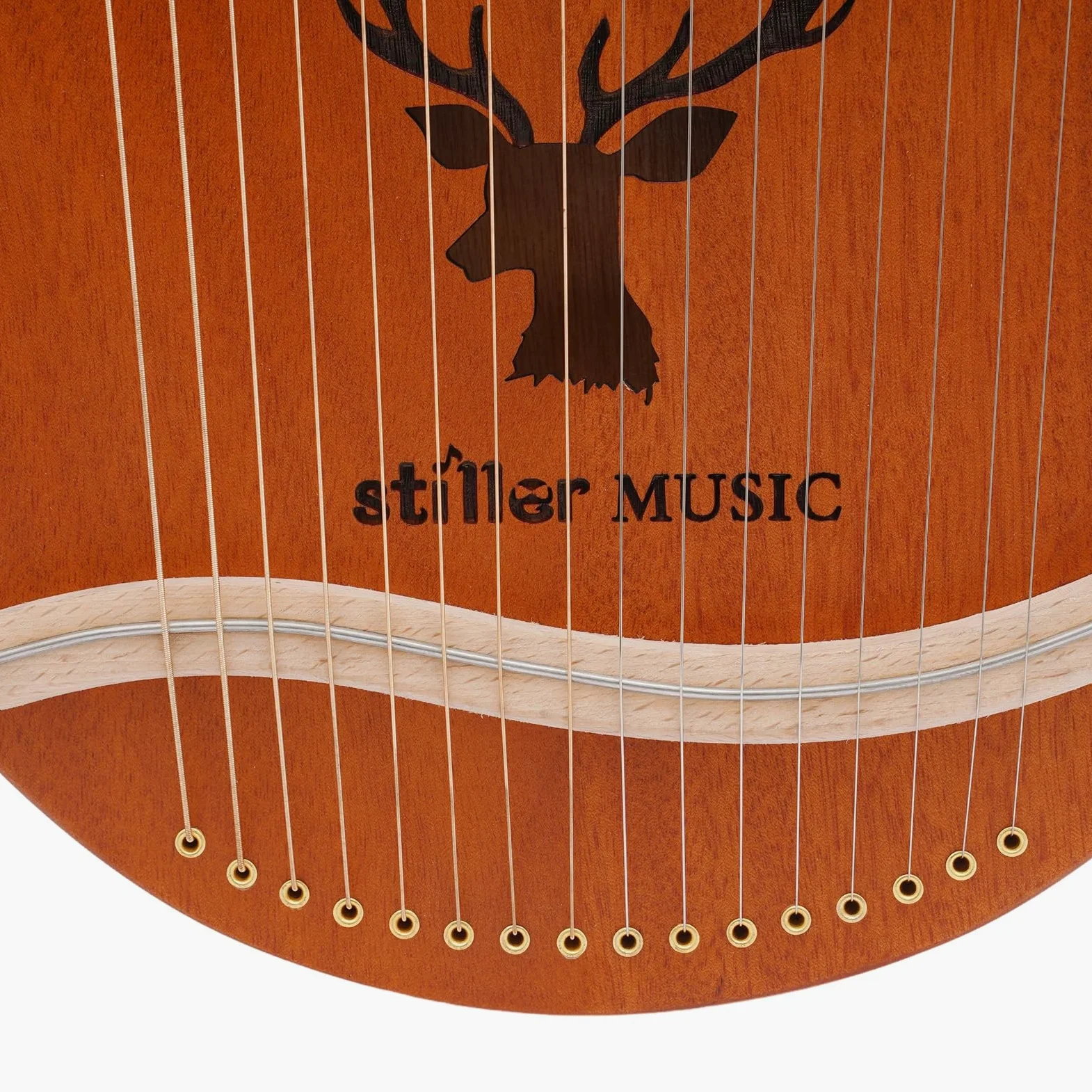 Lyre Harp Harfe aus massivem Mahagoni, Lyra Harfen 16 Metall saiten - Daumenklavier mit Stimmtasten und Paddles,l für Kinder und Erwachsene Musik Liebhaber AnfäNger (Holzfarbe)