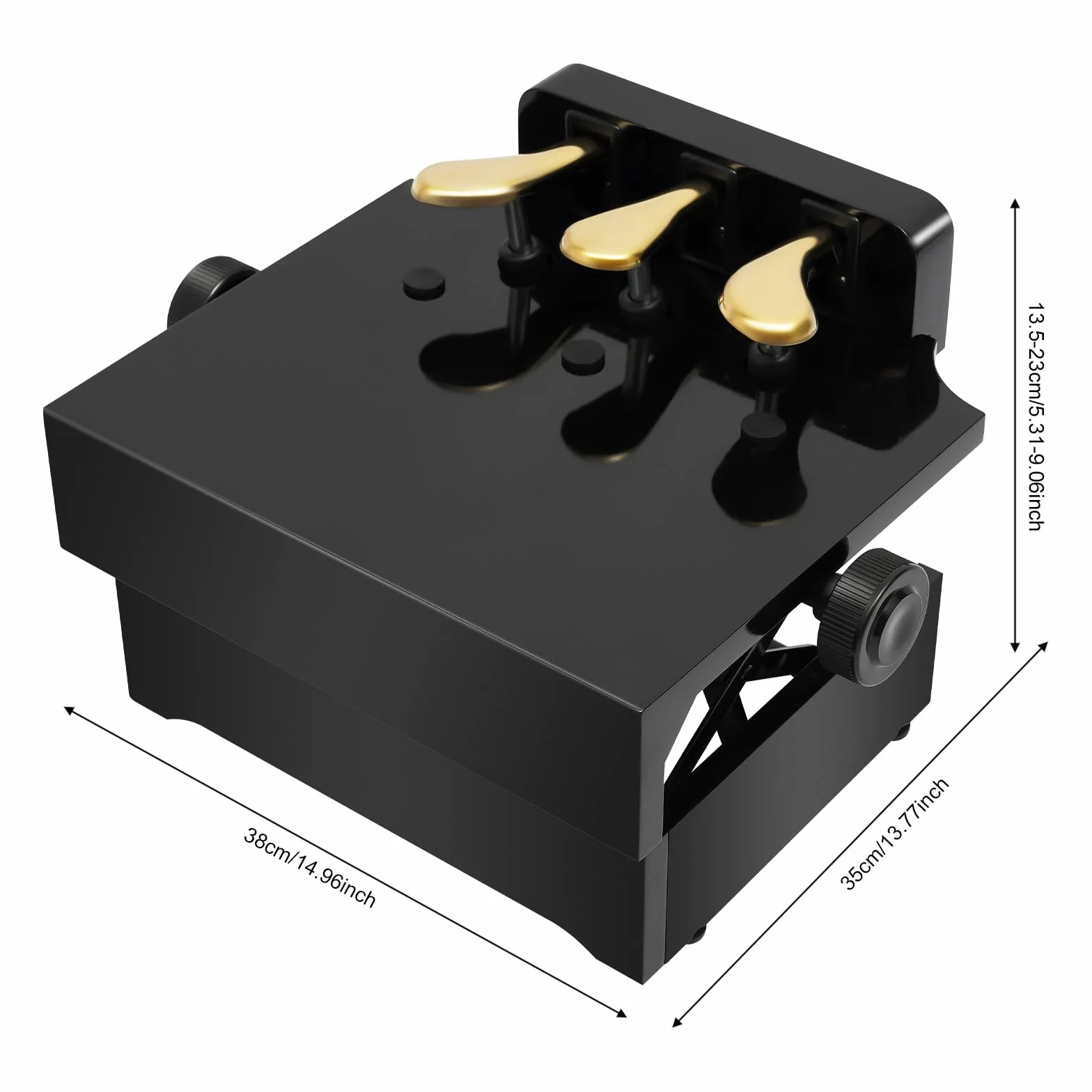 Klavier Pedal Extender Bank Pedalverlängerung Höhenverstellbar Pedaleffekt Bank mit 3 Pedalen für vertikales Klavier, elektronisches Klavier, Flügel, Schwarz