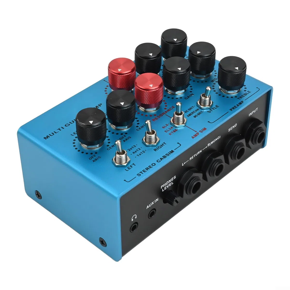 Für MOSKYAUDIO Multi-Effects Gitarrenverstärker Simulator Pedal mit Stereo Cab Simulation, Für FX Loop Station & TRS DI Output, Kompakter Elektrischer Vorverstärker Prozessor für Kopfhörer-Übung