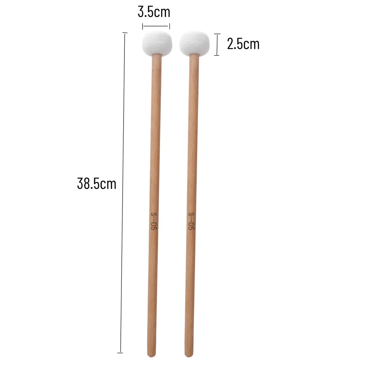 2 Stück Schlagzeug Schlägel Paukenschlägel Weißer Filz Trommelschläger Stick Trommelstöcke Wollstockschlägel Percussion Instrumental Zubehör für Pauken Snaredrum