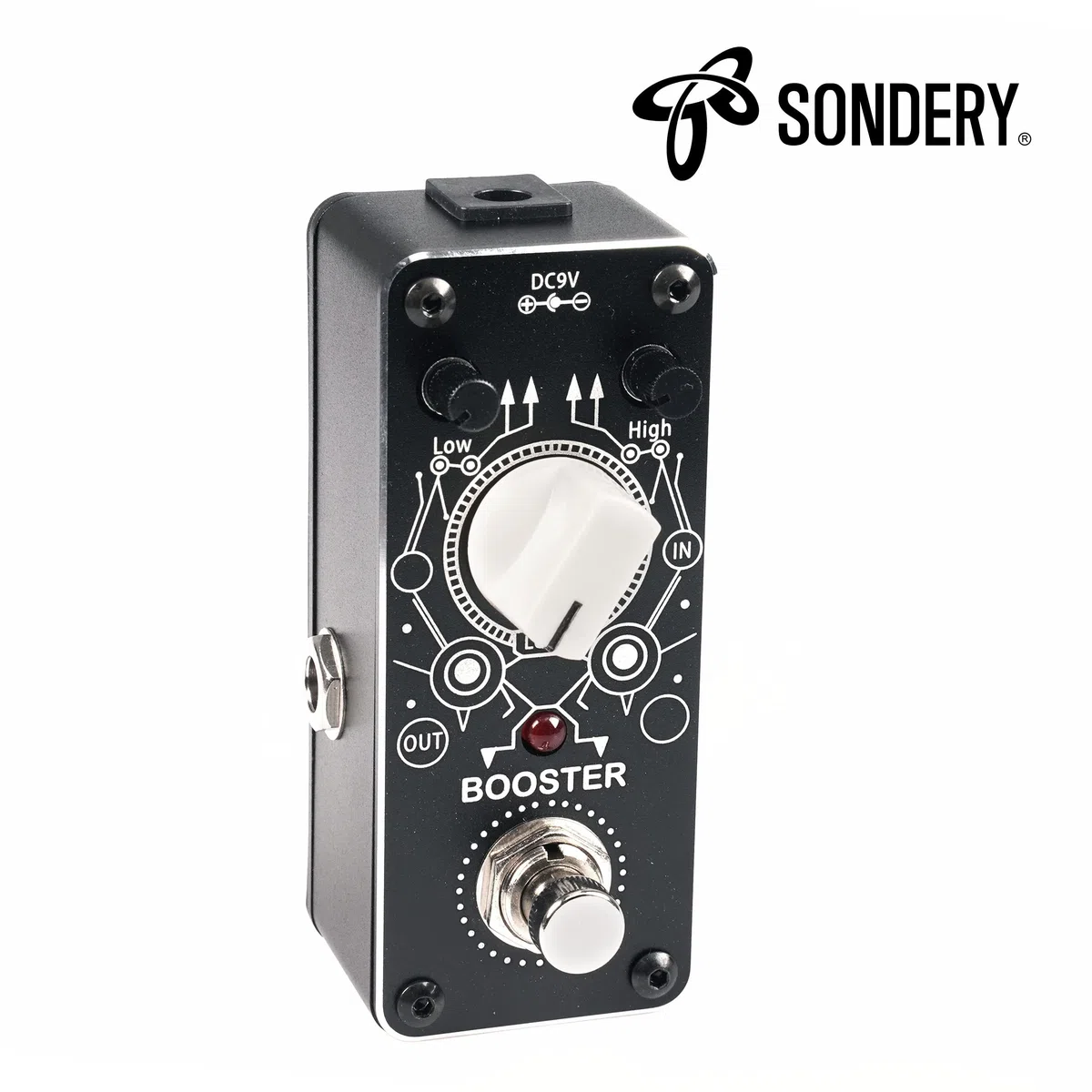 Sondery Booster Gitarren effektpedal, boost pedal True Bypass, mehr oder weniger 14dB Wechsel für Frequenzen unter 250Hz oder höher 1KHz