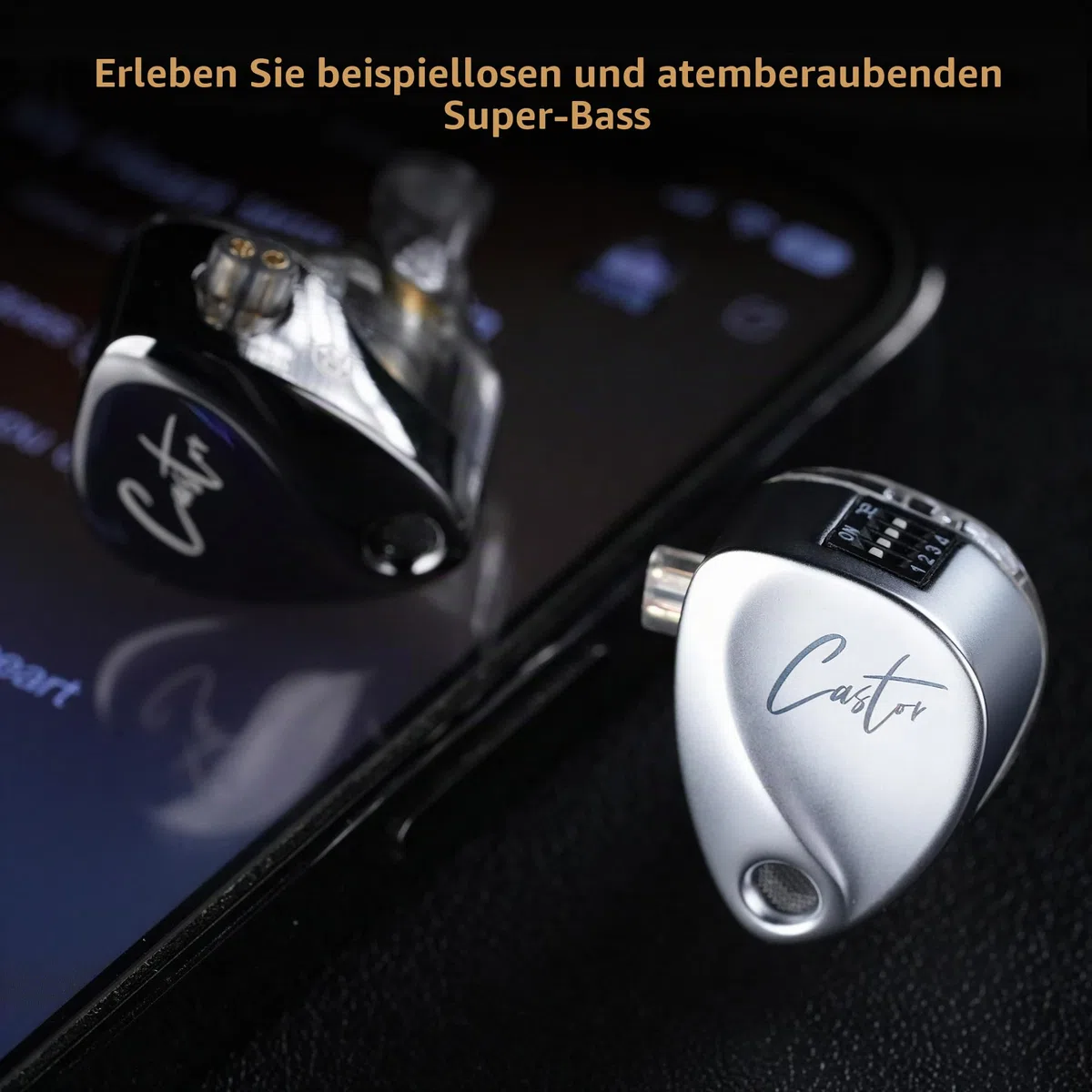 KZ Castor Bass Edition IEM mit zwei dynamischen Treibern, abstimmbarer Sound, kabelgebundene Kopfhörer, Gaming-Ohrhörer mit 4-stufigem Einstellschalter, geräuschisolierend