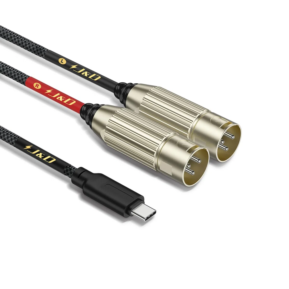 J&D USB C zu dual XLR Stecker Audio Stereo Kabel Cord Konverter Adapter für Verstärker, Mischkonsole Mixer, Lautsprecher kompatibel mit iPhone 16/17 Serie, 2 m