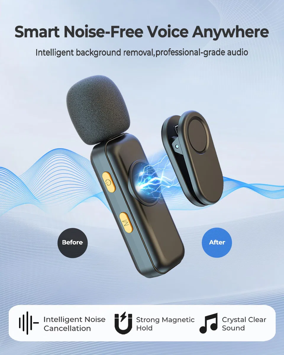 Mikrofon Handy – Ansteckmikrofon kompatibel mit iPhone/Android/PC, Magnetisches Microphone mit Geräuschunterdrückung, geeignet für Live-Streaming, Vlogging, YouTube und Interviews