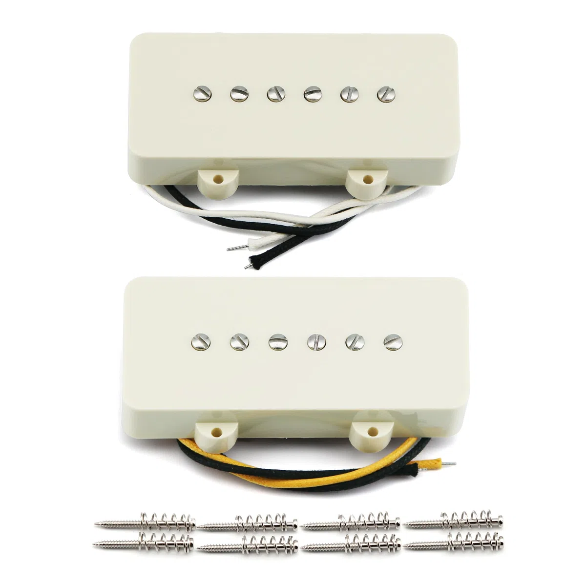 FLEOR Alnico 5 Single Coil Neck + Bridge Pickups Set für FD JM Vintage Style Gitarre, Vintage White