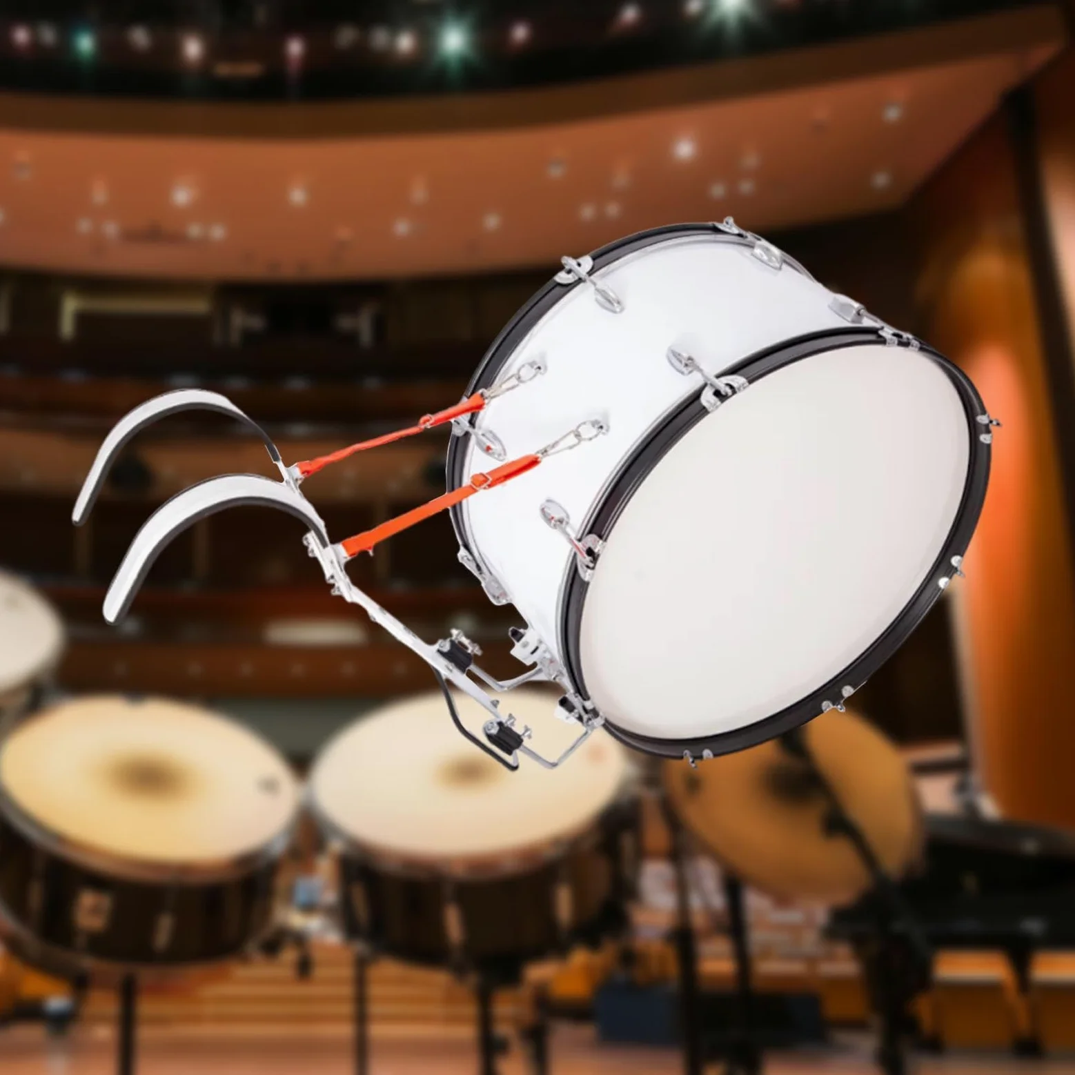 Snare Drum Carrier Aluminium Percussion Instrument Tragegurt Schultergurt mit Verstellbarer Höhe Und Gepolstertem Rahmen für Marschmusik Aufführungen, Orange