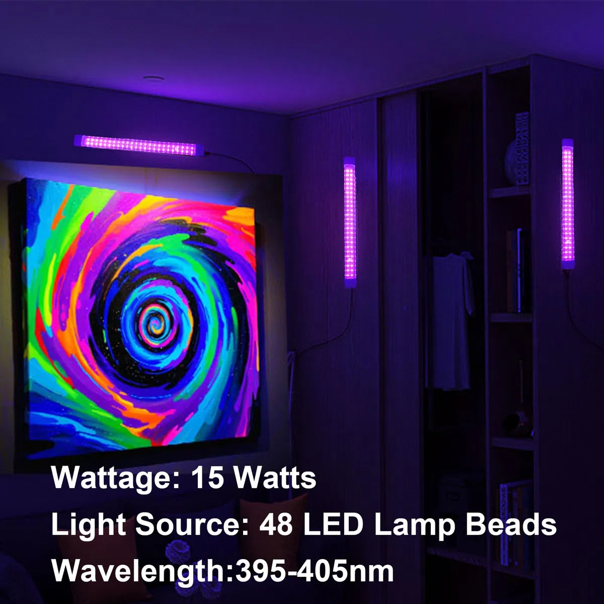 2 Stücke 15W Schwarzlichtlampe, UV Schwarzlicht Röhre, LED Schwarzlicht Lamp, 395-405 NM schwarzlicht LED UV Bar für Disco, Club, Glow Party, Party Zubehör, Halloween Deko