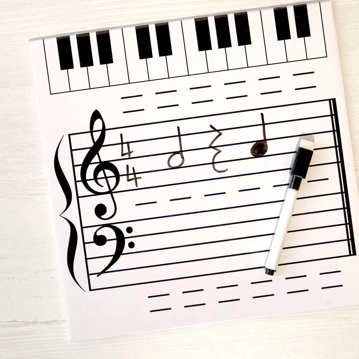 SWNY Music Staff Magnetisch, trocken abwischbar Music Staff Lap Whiteboard, löschbare Tafel, Flexibles und langlebiges Whiteboard, 9,84 x 9,84 Zoll