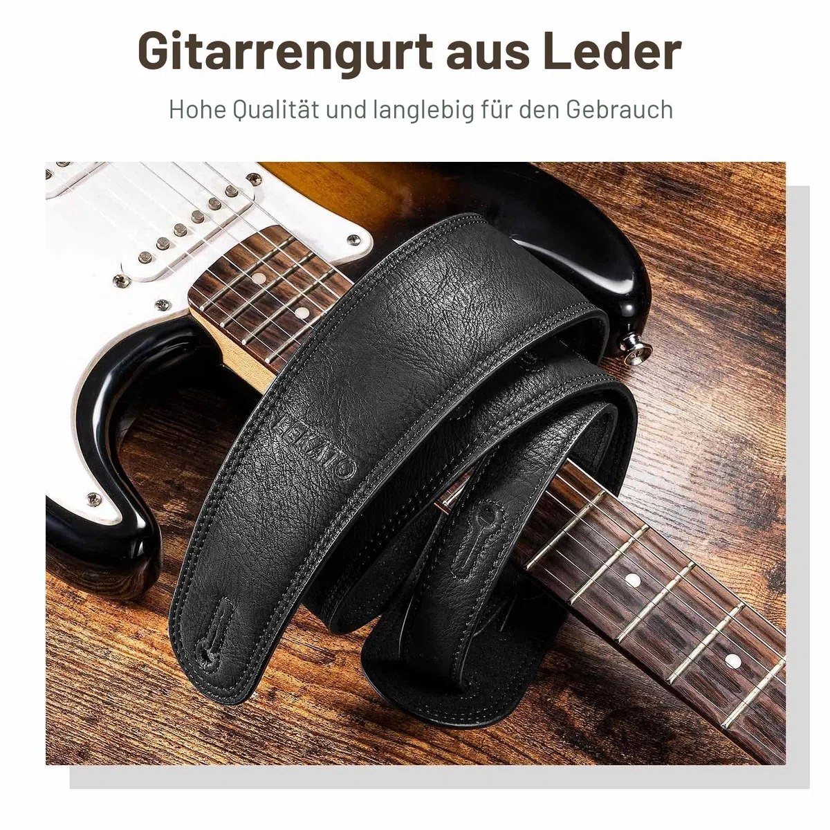 LEKATO Gitarrengurt aus Leder mit dicker Schaumstoffpolsterung, breiter Bassgitarrengurt für Bass, E-Gitarre, Akustikgitarre, klassische Gitarre, verstellbarer Ledergurt, Länge von 41" bis 51"