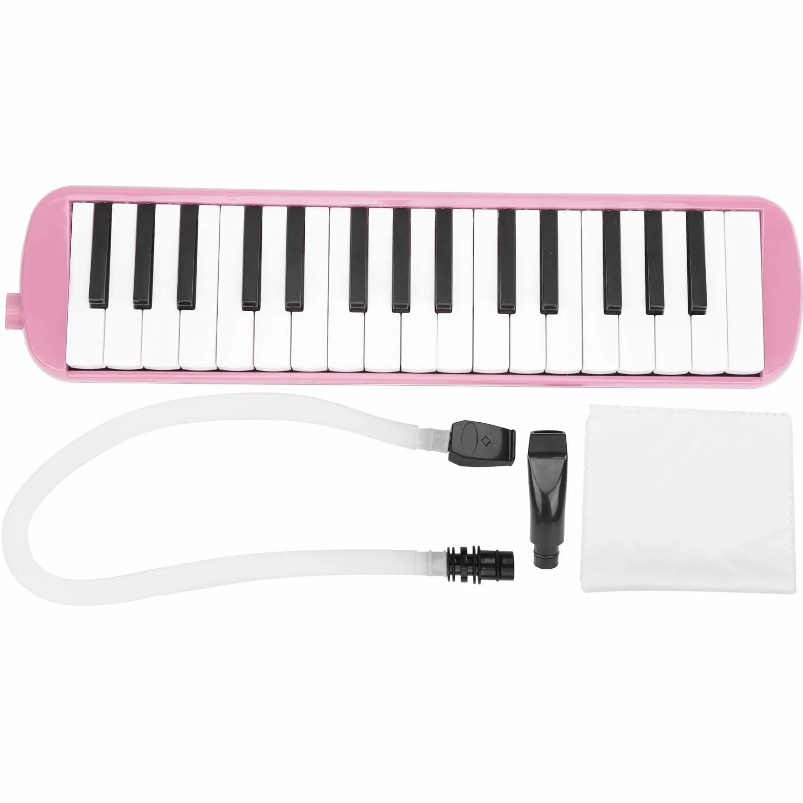 Melodica 32 Tasten, lange flexible Tastenmelodica mit Mundstück Tasche rosa für Musikschüler Kreative Reisende