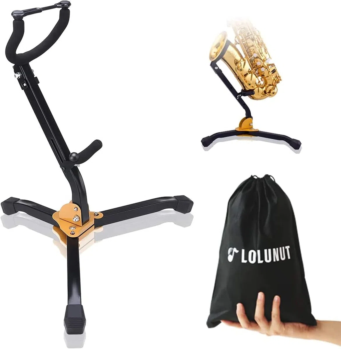 Faltbarer Saxophonständer,Saxophonständer Verstellbar Robustes Metall, Saxophone StandAlto Saxophone StandTenor Saxophon Ständer Rutschfest Tragbar für Saxophon Zubehör