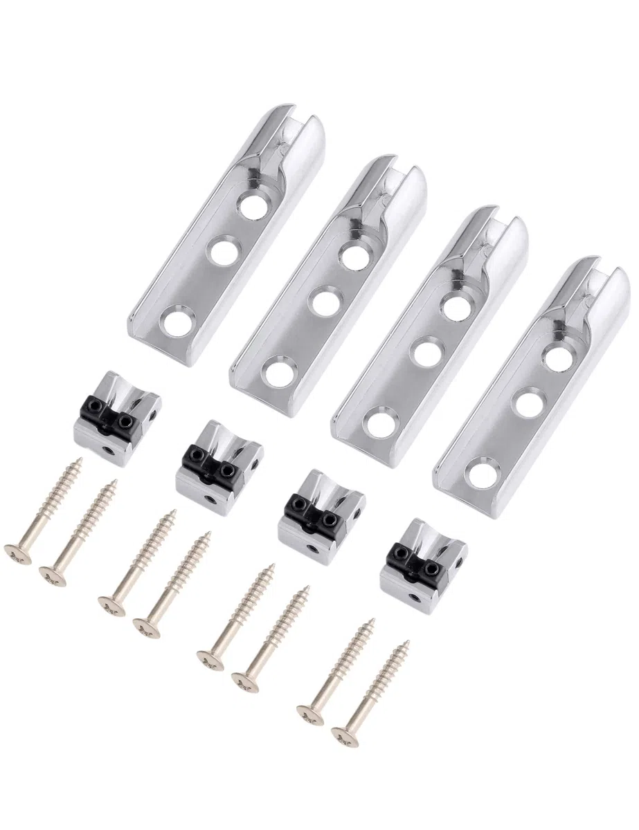 Holmer Bassgitarre Steg Einzelne Bassbrücke Saitenhalter Single String Bass Bridge für 4 Saiten Bass Gitarre Heavy Duty Zink Sattel (Chrom)