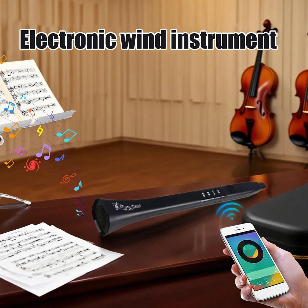 Elektronisches Blasinstrument,Tragbarer Synthesizer Für Blasinstrumente - Musikequipment mit drahtloser Konnektivität für Auftritte, Übungen, Outdoor-Veranstaltungen und