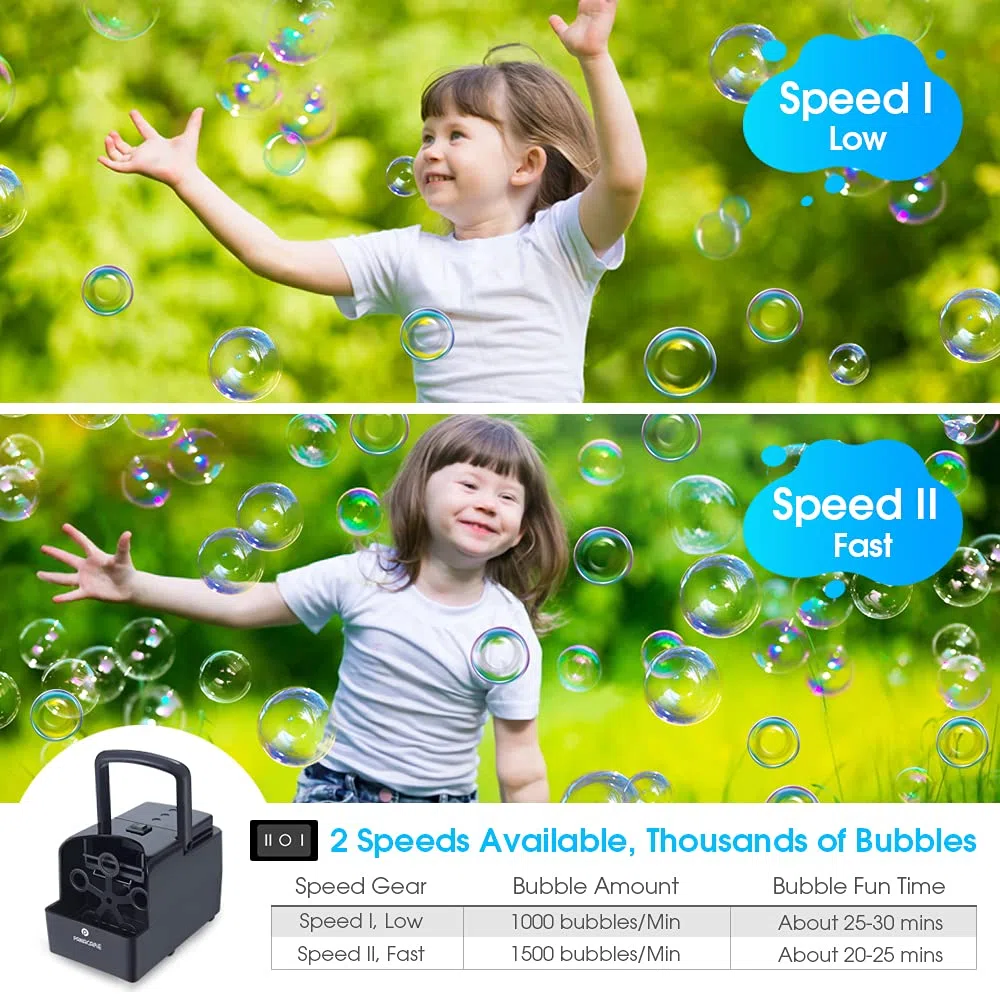PANACARE Tragbare Automatischer Seifenblasenmaschine, Professional Bubble Machine 3000+ Blasen pro Min, Elektrisches Seifenblasenpielzeug für Kinder/Hochzeit/Geburtstag/Party