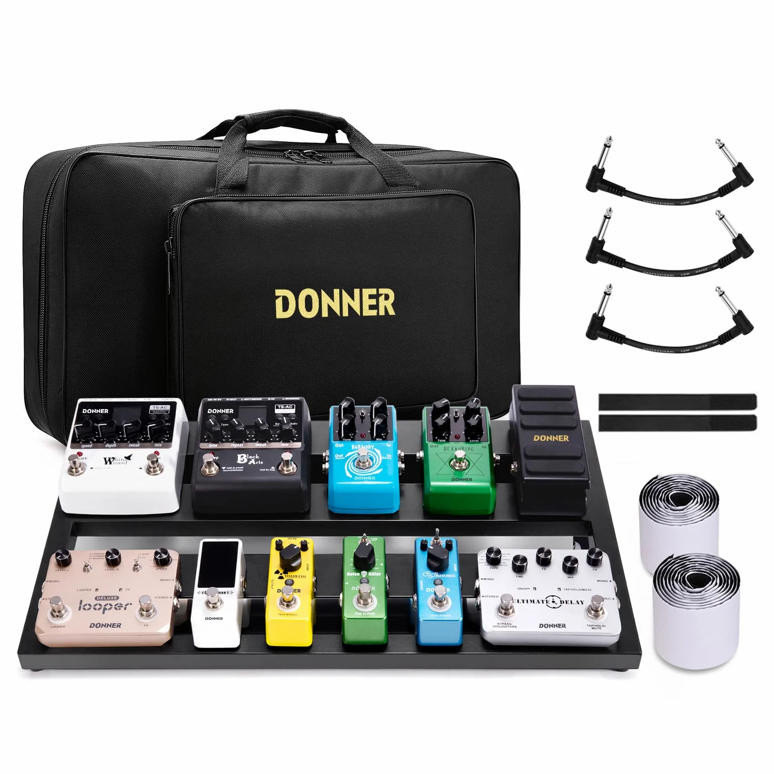 Donner Gitarre Pedal Board Case Aluminium Pedalboard mit Tasche, Gitarren Effektboard, 500 * 290 * 100mm, (DB-3)