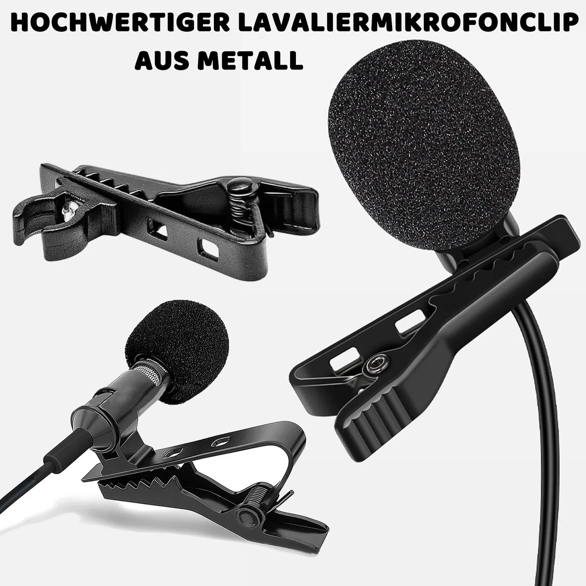 Lavaliermikrofon Clip,10 Stück Mikrofon Mic Clips,Metall Mikrofon Clip,Mini Mic Lavalier Clip,Schwarzer Kragenclip,Kleine Draht Clips für Interview Meeting Lectures Online Chat