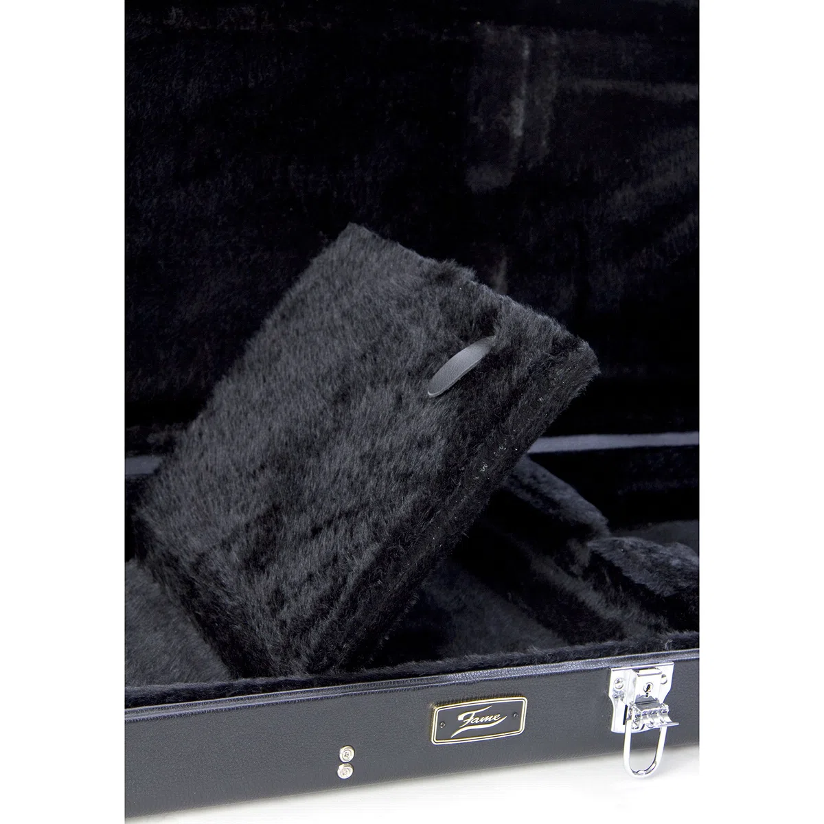 Fame EB-1 Electric Bass Case, Schwarz, Wetterfest, E-Bass Koffer mit Polsterung, Zubehörfach, Passend für J-, P-, MM-Style Bässe, Robuste Metallschnallen, Ideal für den Einsatz on the Road
